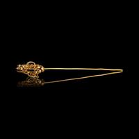 A Chinese Gold 'Khakkhara' Hairpin, Zan, Ming Dynasty 明 金錫杖簪