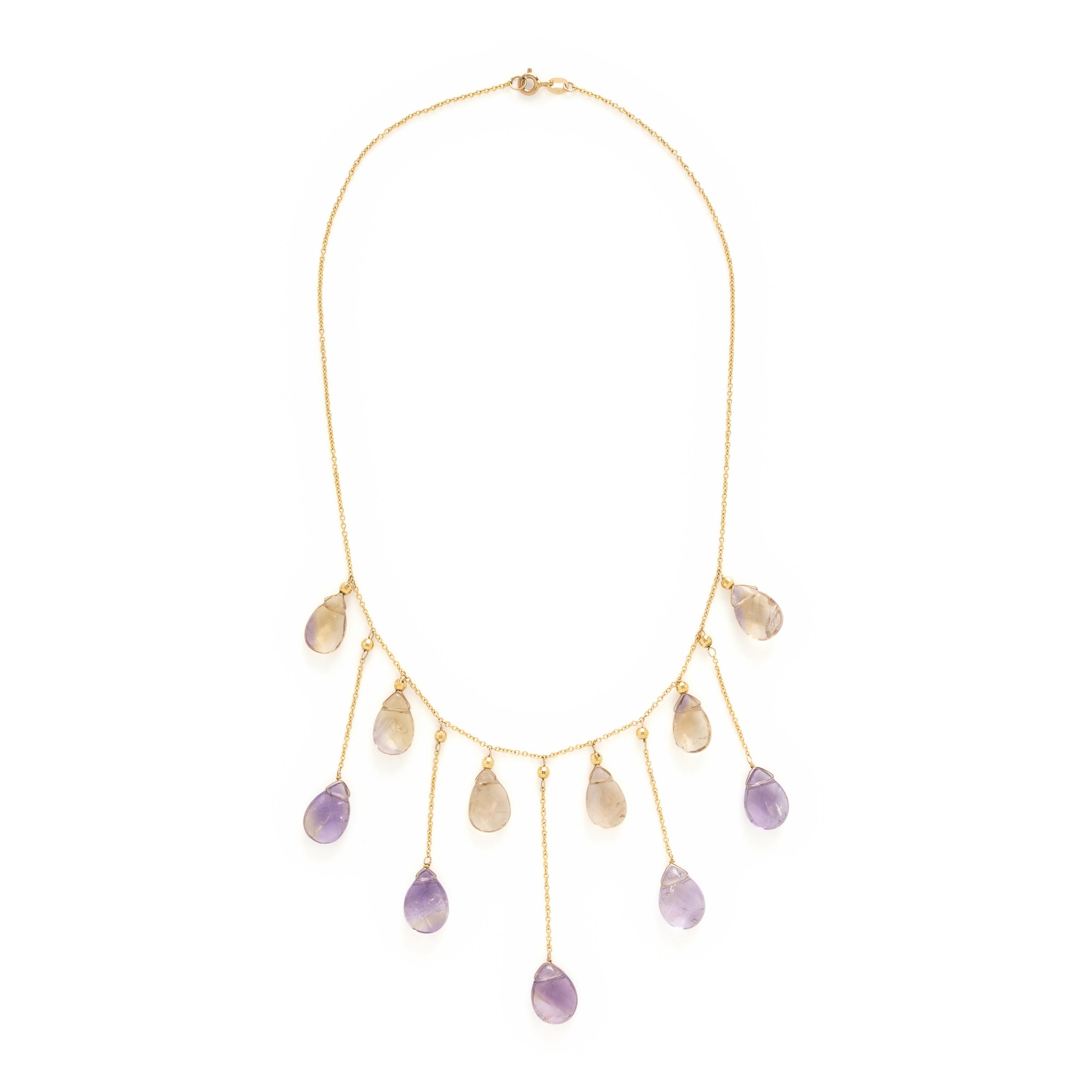 Amethyst, Ametrine, and Yellow Gold Demi Parure