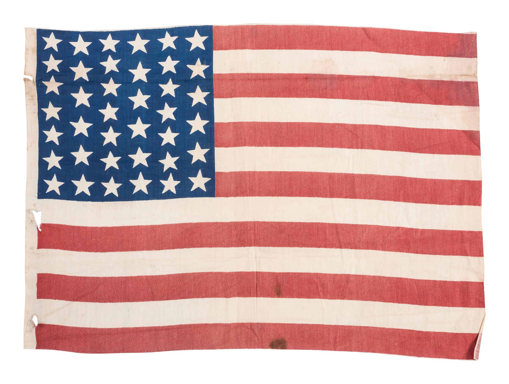 [FLAGS]. A group of 3 American parade flags, incl. 38, 39, and 42-star examples. Ca 1876-1889.