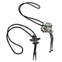 Zuni Mosaic Inlay Eagle Dancer and Knifewing Bolo Ties