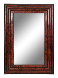 A Flemish Faux Tortoise Shell and Parcel Ebonized Mirror