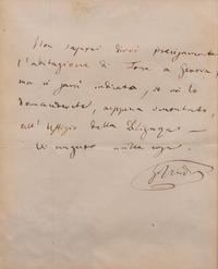 [Music] Verdi, Giuseppe. Autograph Letter, signed