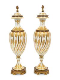 A Pair of Gilt Bronze Mounted Paris Porcelain Vases