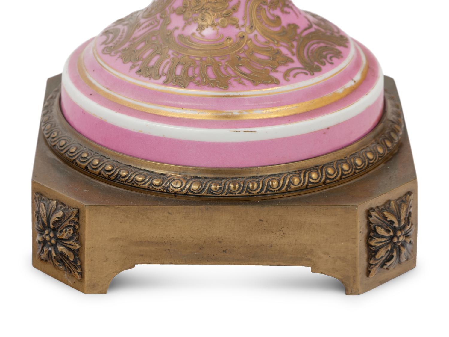 A Gilt Bronze Mounted Sèvres Style Porcelain Urn