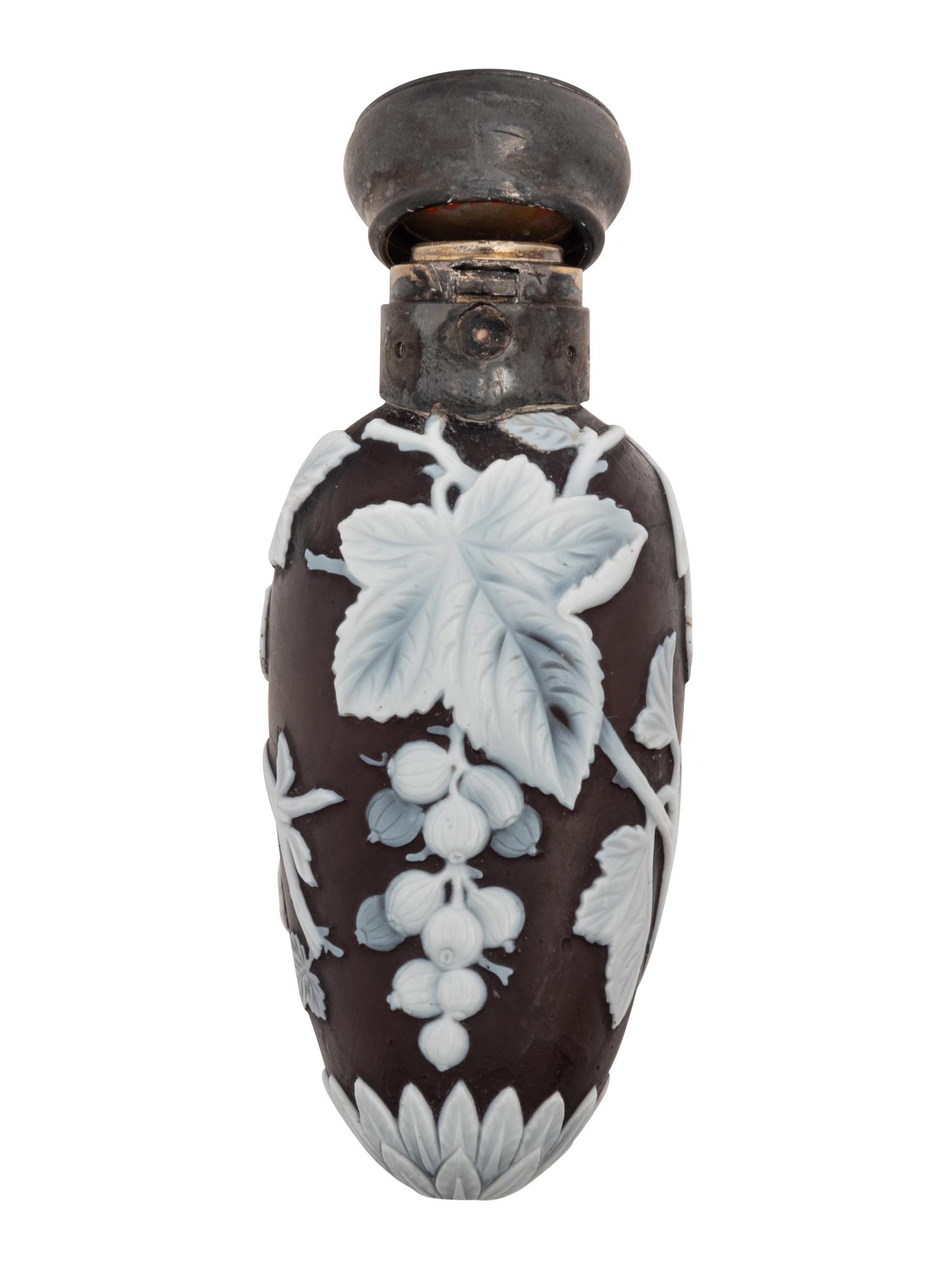 A Thomas Webb and Sons Silver-Mounted Cameo Glass Scent Bottle