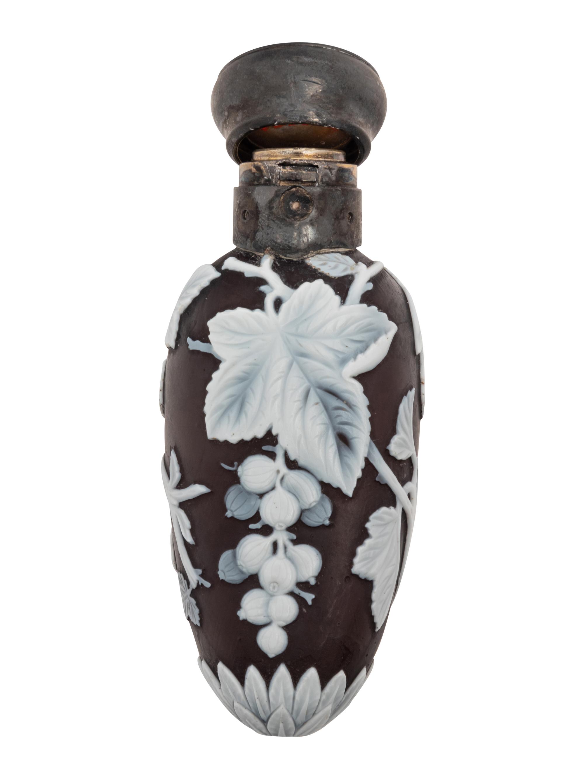 A Thomas Webb and Sons Silver-Mounted Cameo Glass Scent Bottle