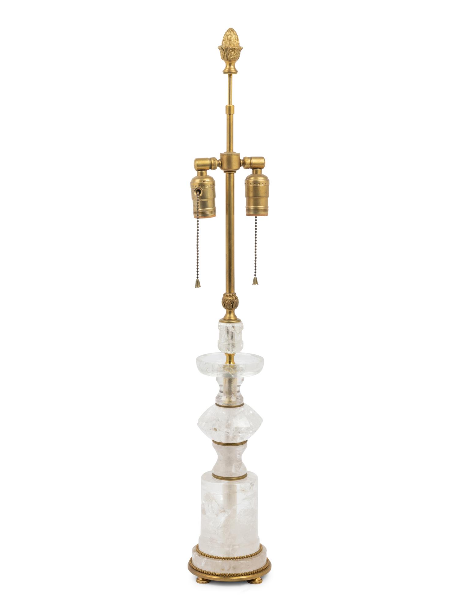 A Gilt Metal Mounted Rock Crystal Table Lamp