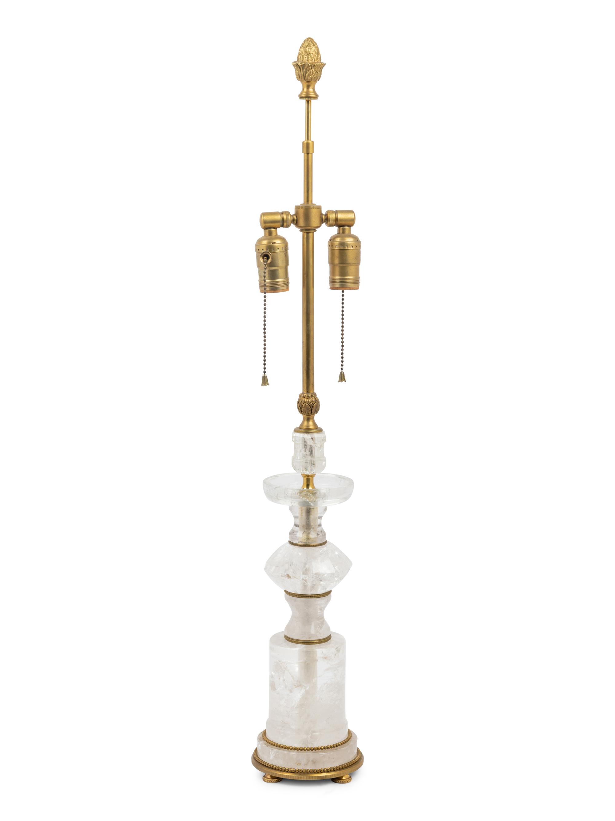 A Gilt Metal Mounted Rock Crystal Table Lamp