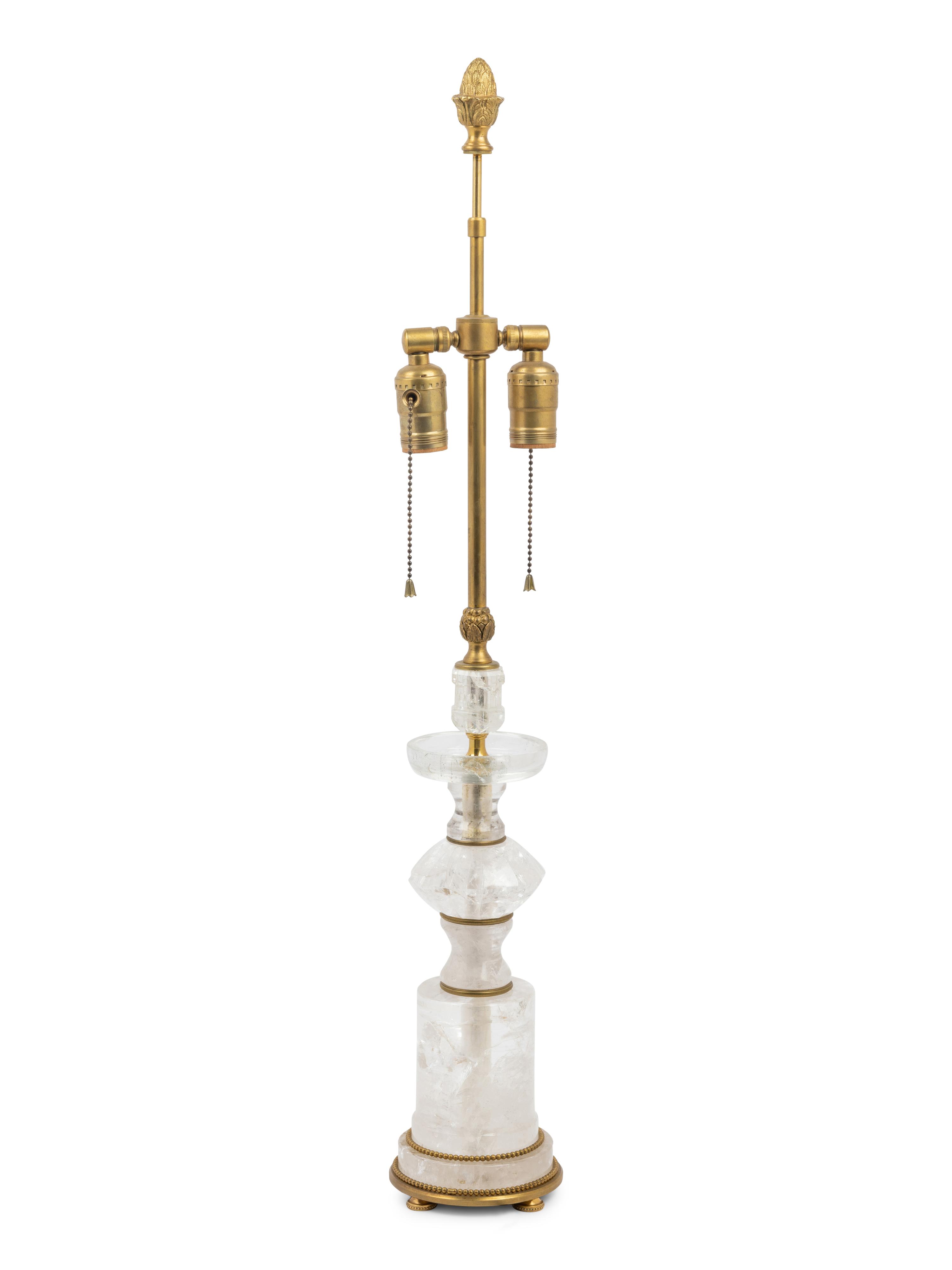 A Gilt Metal Mounted Rock Crystal Table Lamp