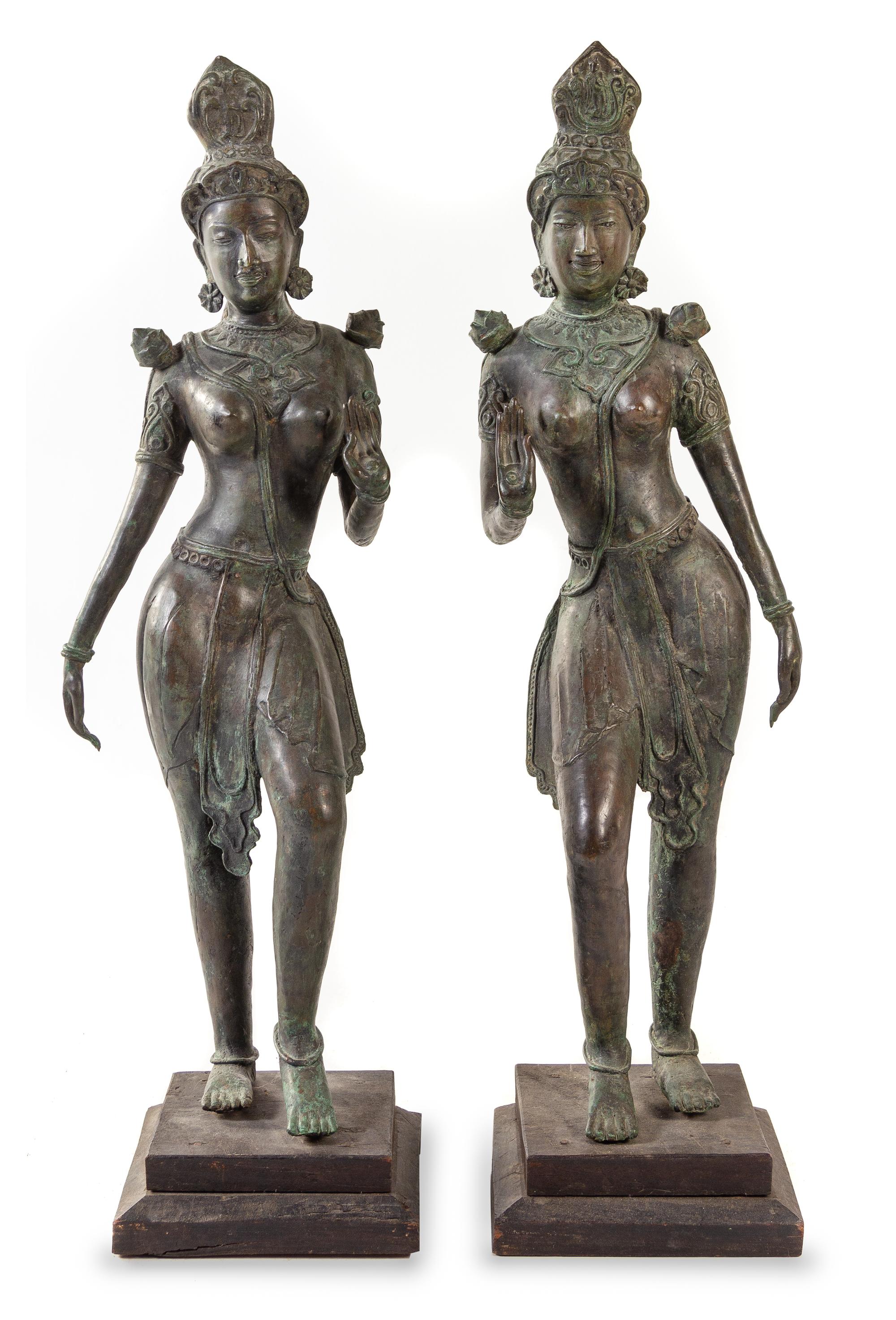 A Pair of Indian Bronze Figures of Deities Height 42 inches. — 19TH CENTURY