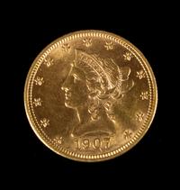 A United States 1907 Liberty Head $10 Gold Coin