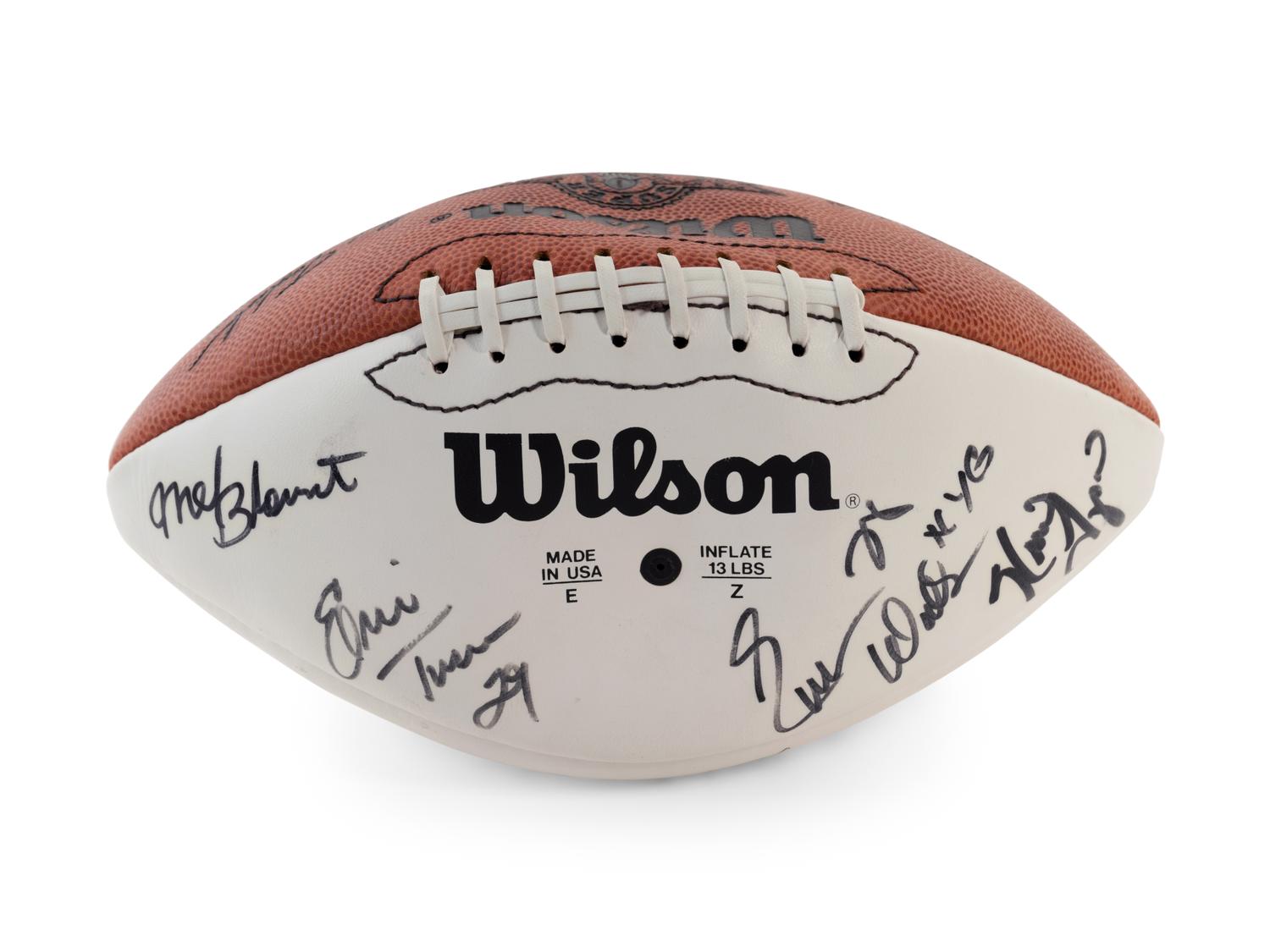 A Group of Three Signed Football Items Including Derrick Thomas and Lawrence Taylor