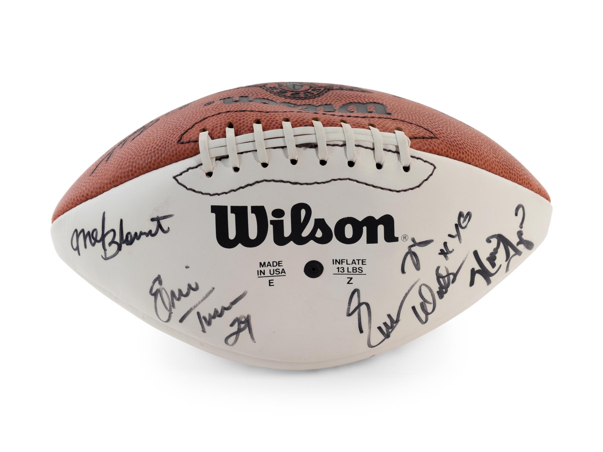 A Group of Three Signed Football Items Including Derrick Thomas and Lawrence Taylor