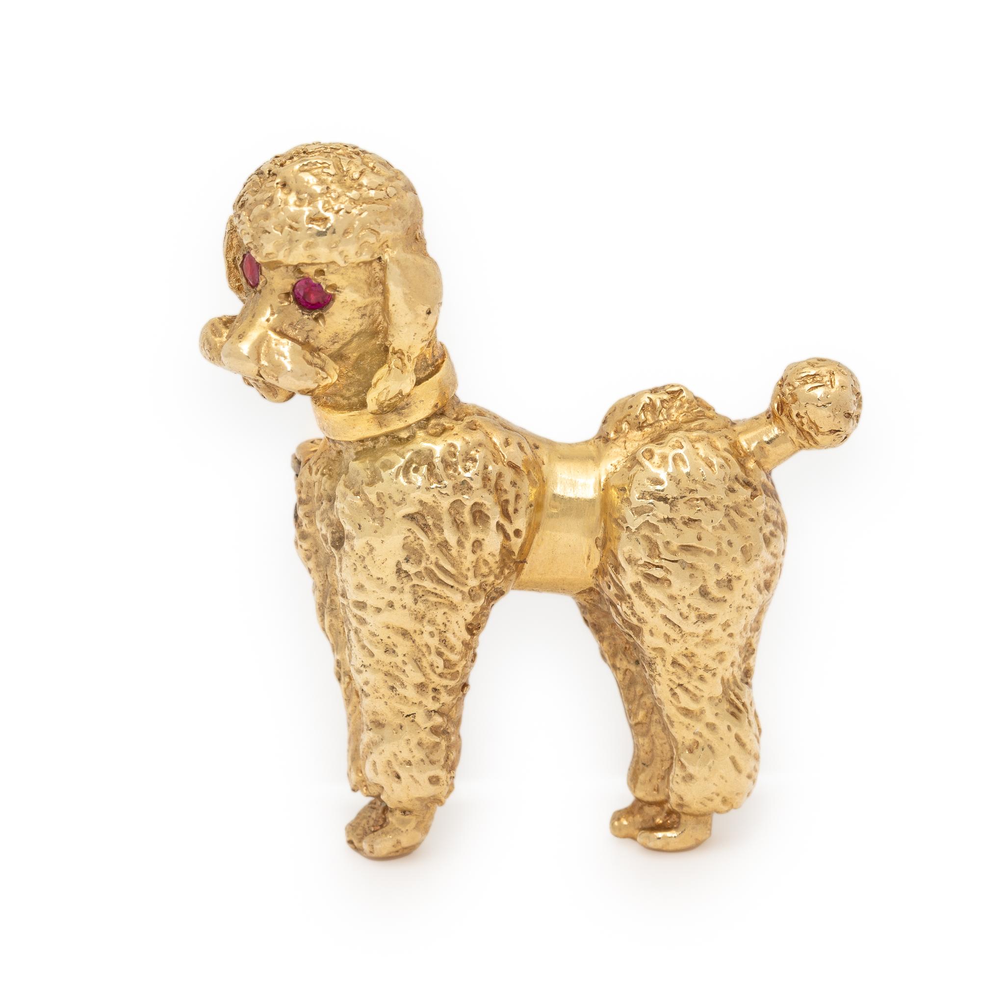Yellow Gold and Ruby Poodle Brooch
