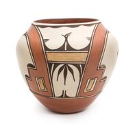 Helen Guchupin (1931-1999) Zia Jar Height 8 1/2 x diameter 9 3/4 inches.