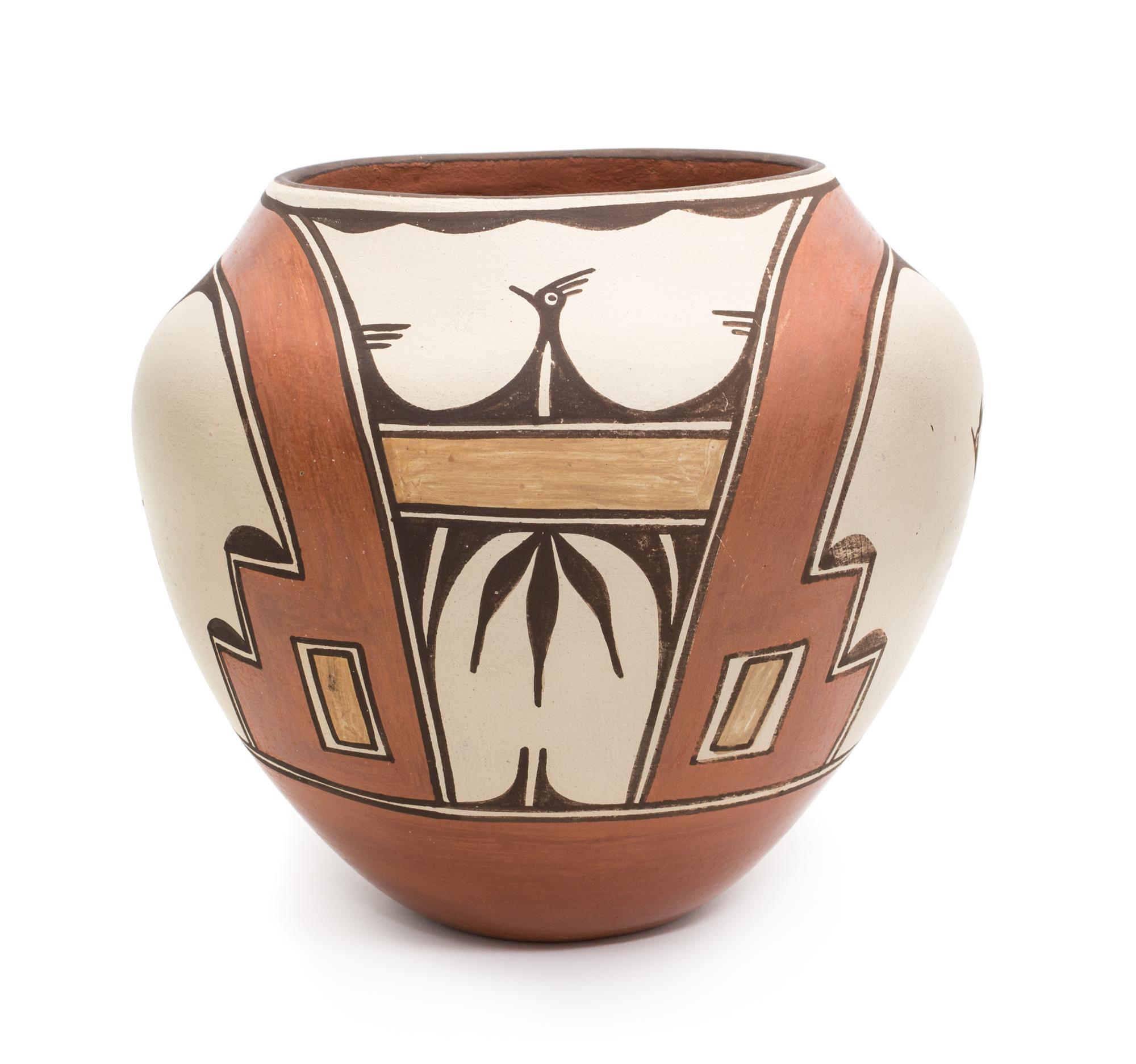 Helen Guchupin (1931-1999) Zia Jar Height 8 1/2 x diameter 9 3/4 inches.