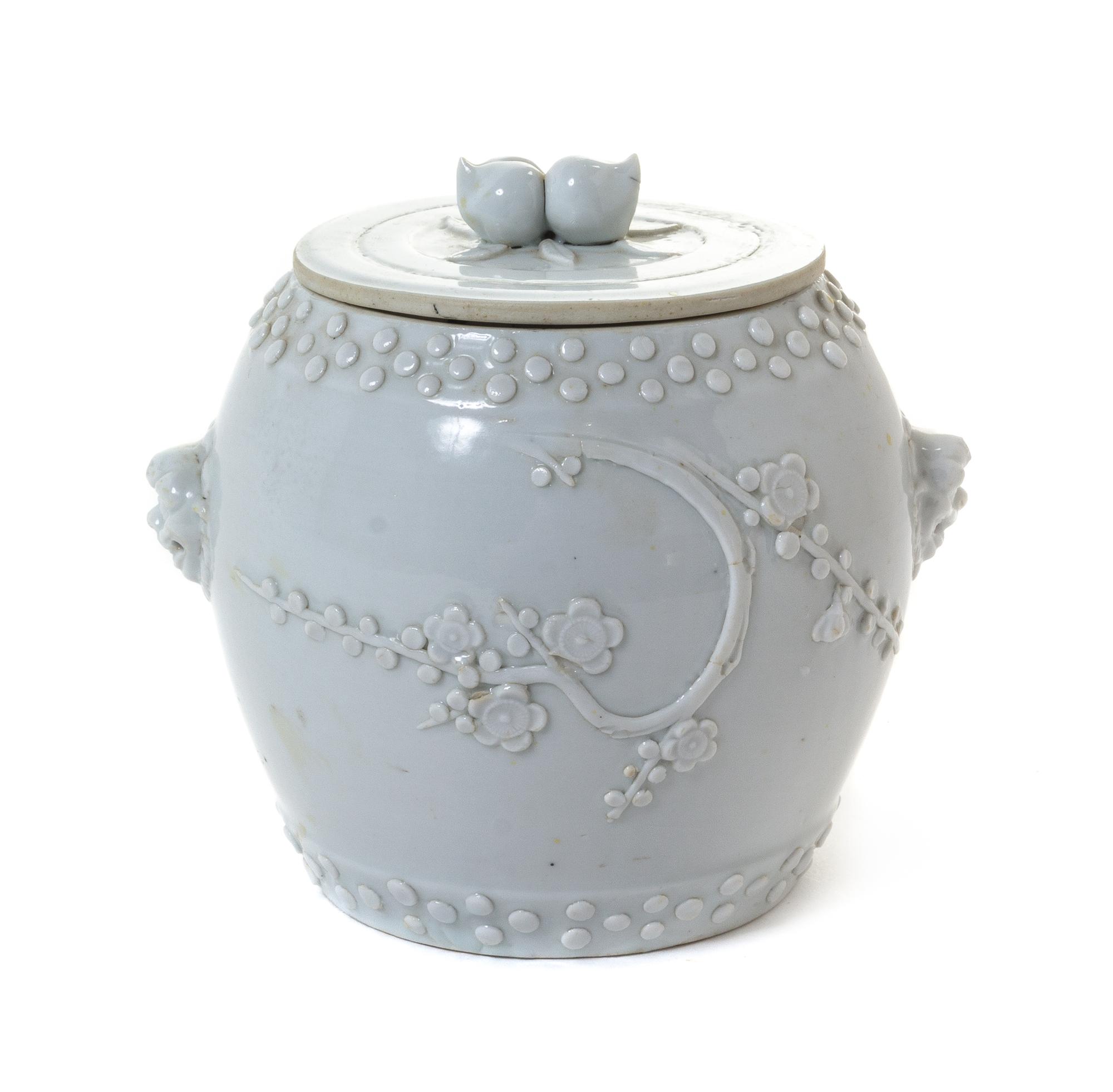 A Blanc-de-Chine Porcelain Covered Jar — QING DYNASTY