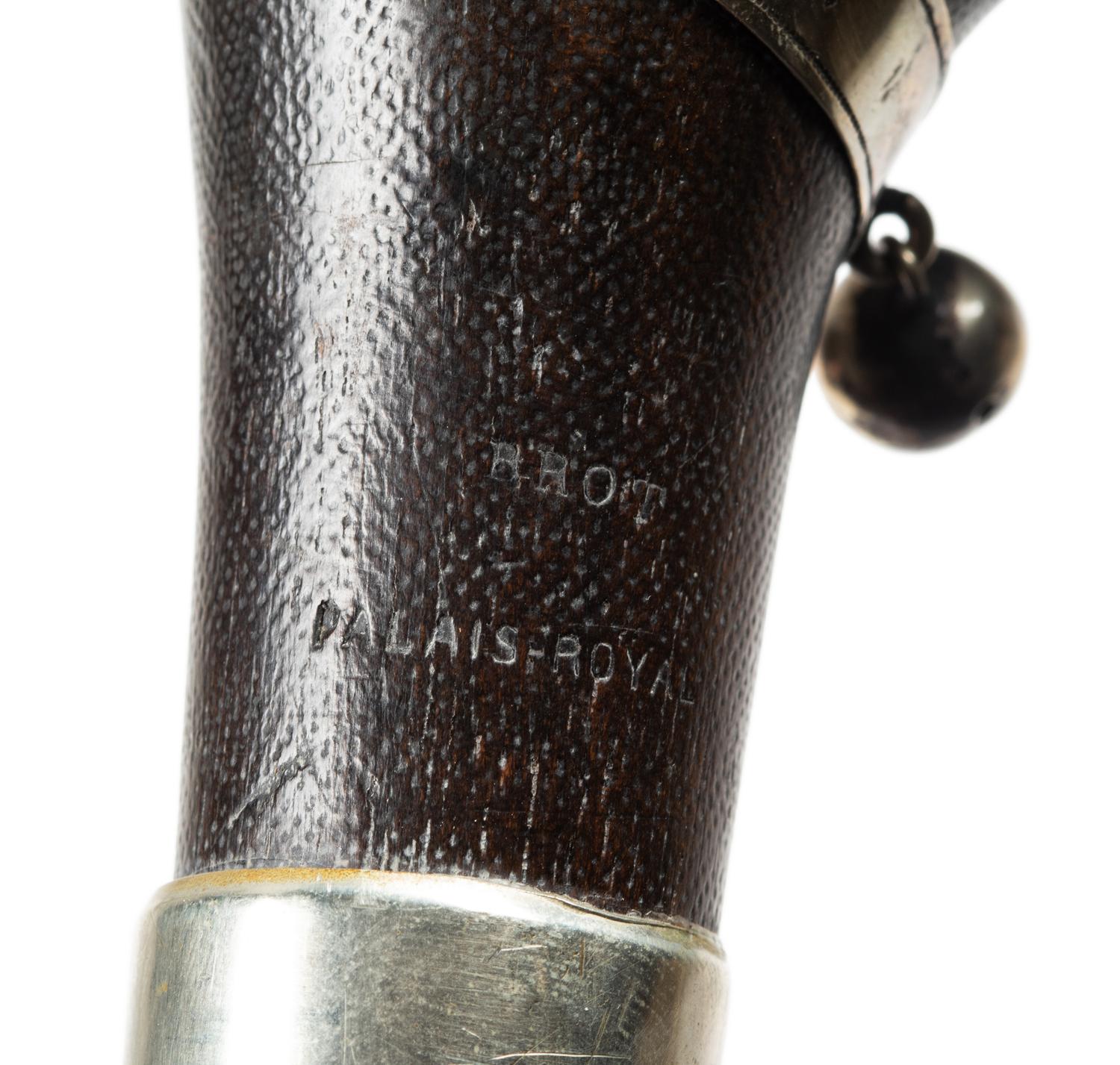 A French Glass-Inset Carved Wood Terrier-Head Walking Stick