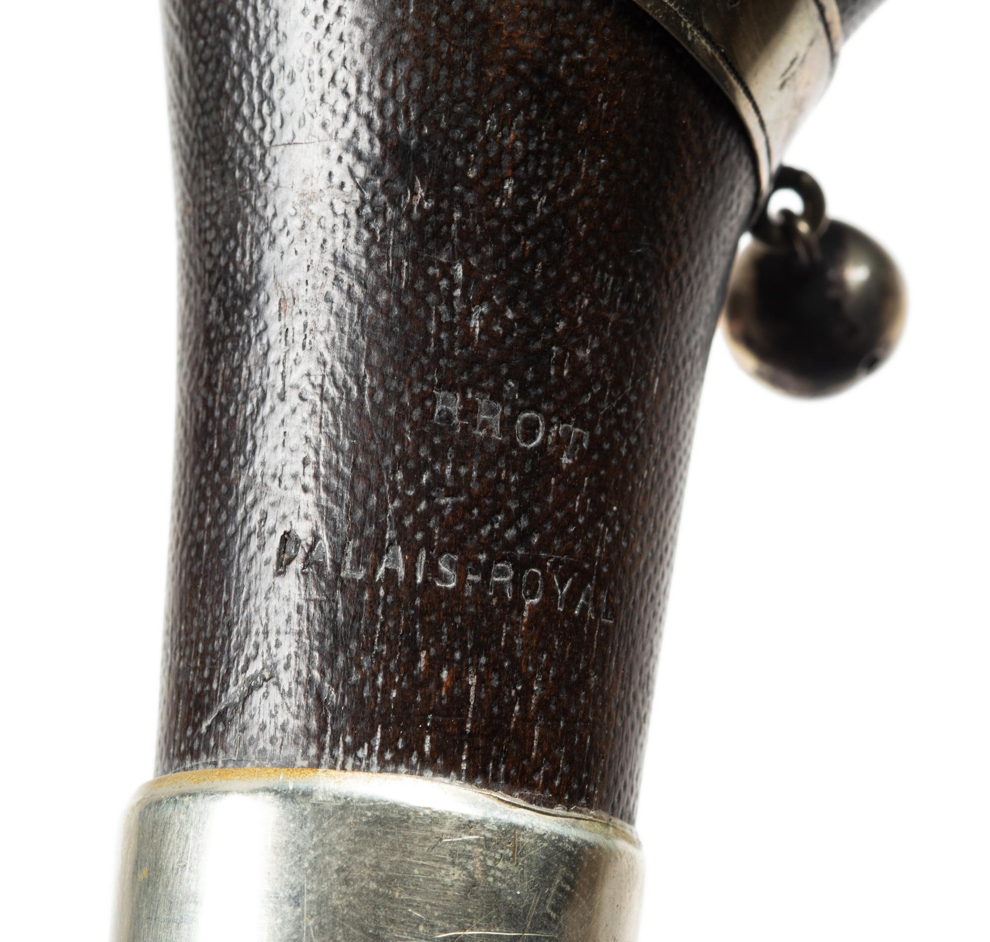 A French Glass-Inset Carved Wood Terrier-Head Walking Stick
