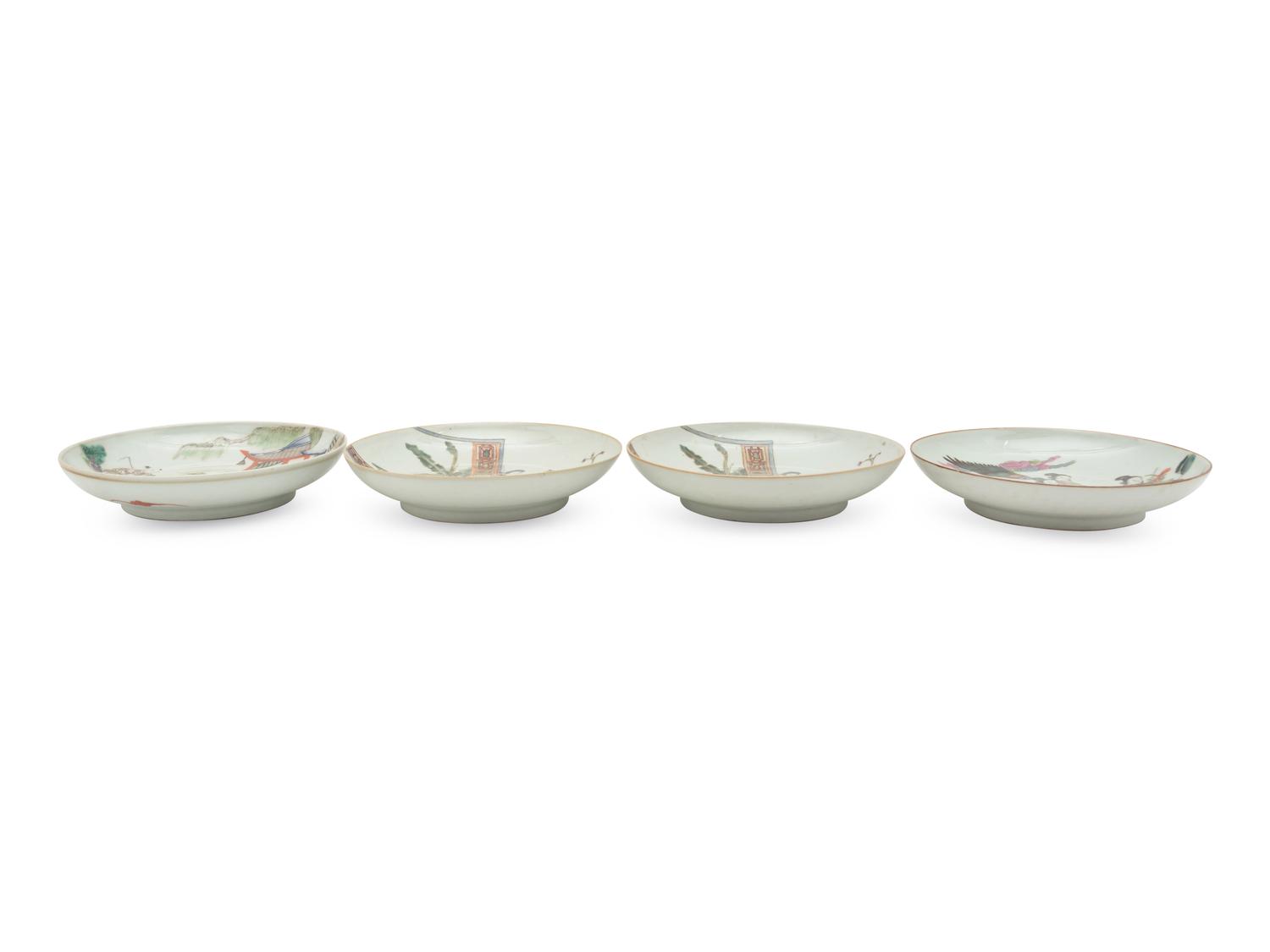 A Set of Four Chinese Famille Rose 'Ladies' Plates