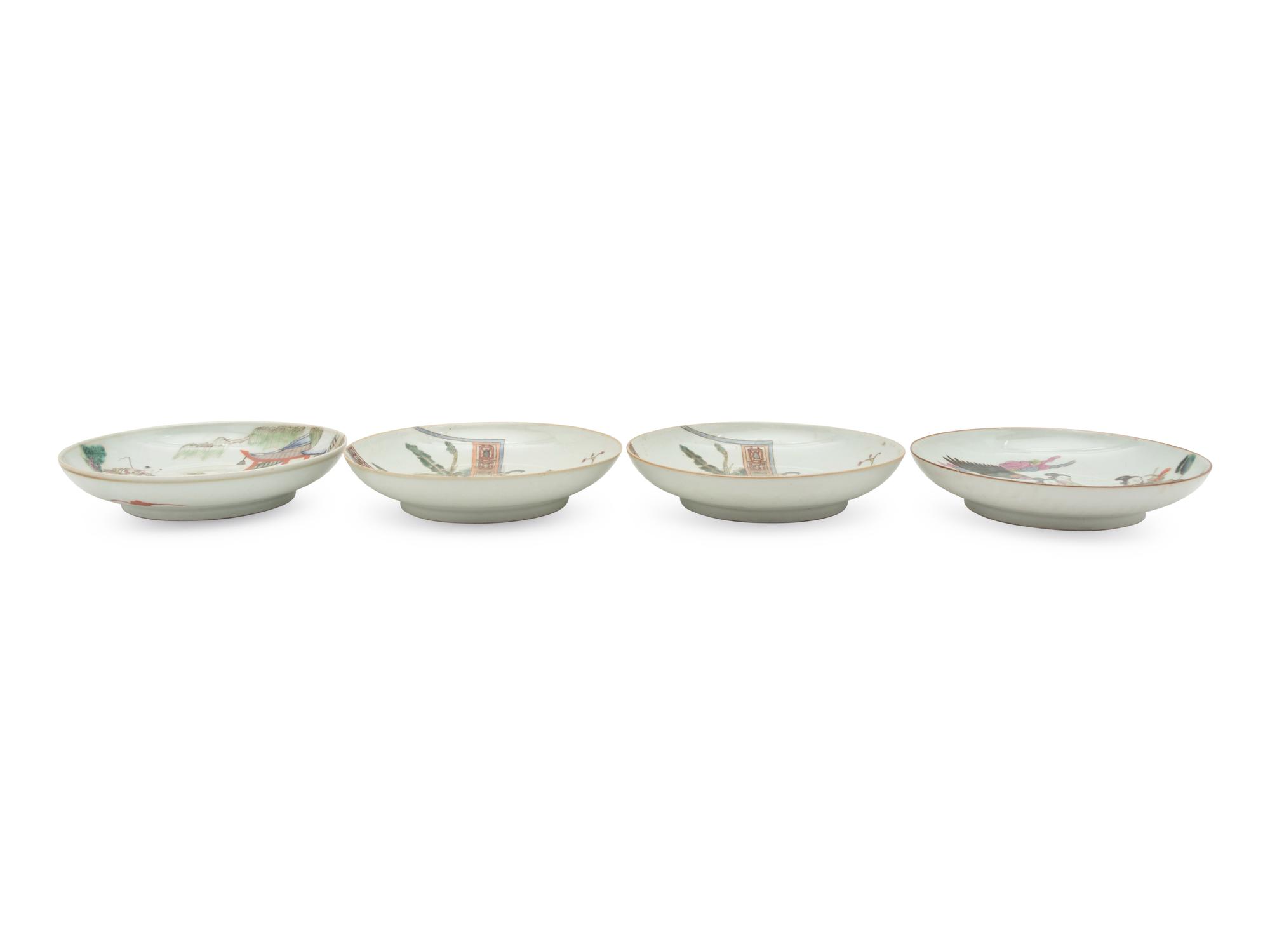 A Set of Four Chinese Famille Rose 'Ladies' Plates