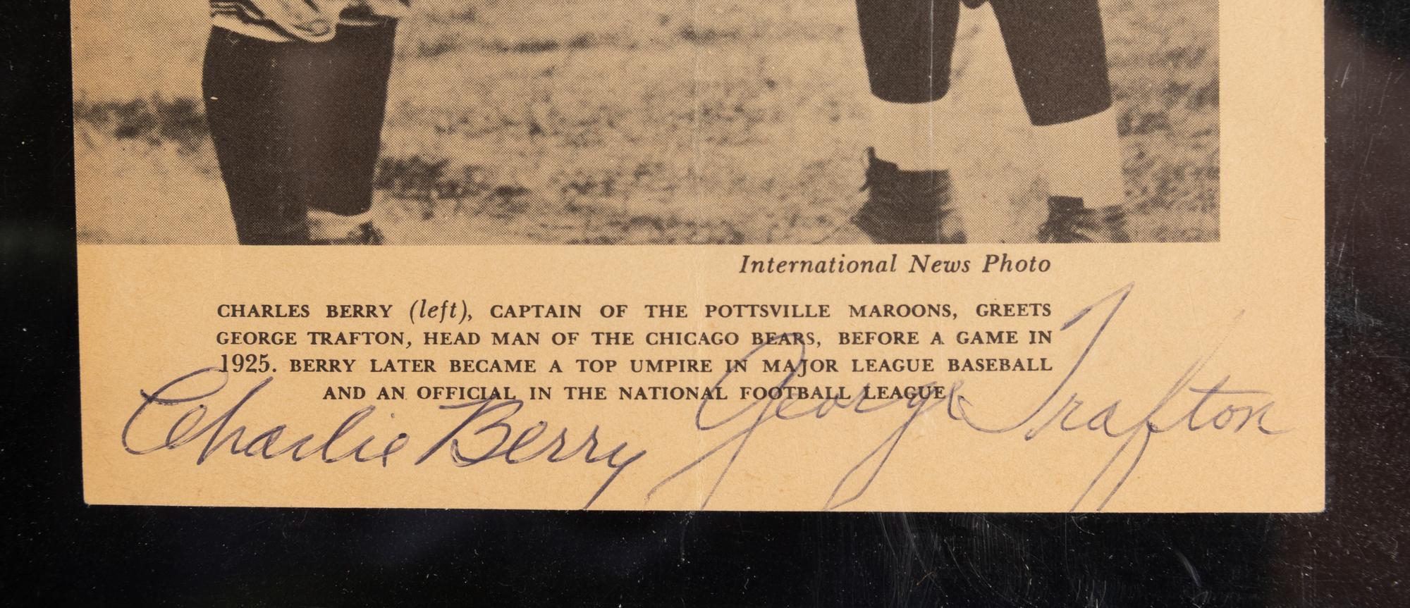 A George Trafton and Charlie Berry Dual Signed Autograph Photo (PSA Certified)