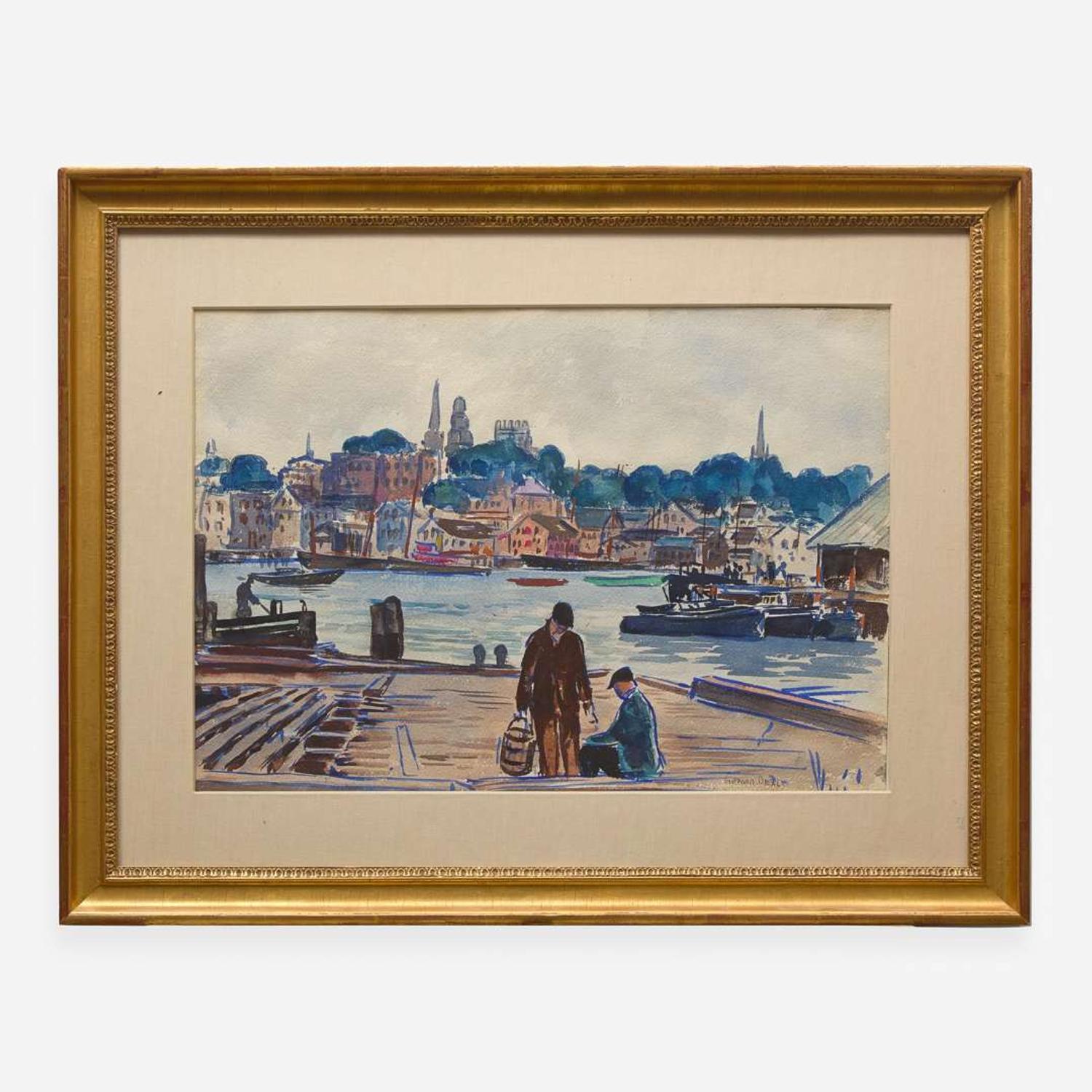 Gifford Beal (American, 1879-1956) Fishermen on the Dock