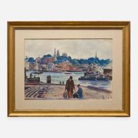 Gifford Beal (American, 1879-1956) Fishermen on the Dock