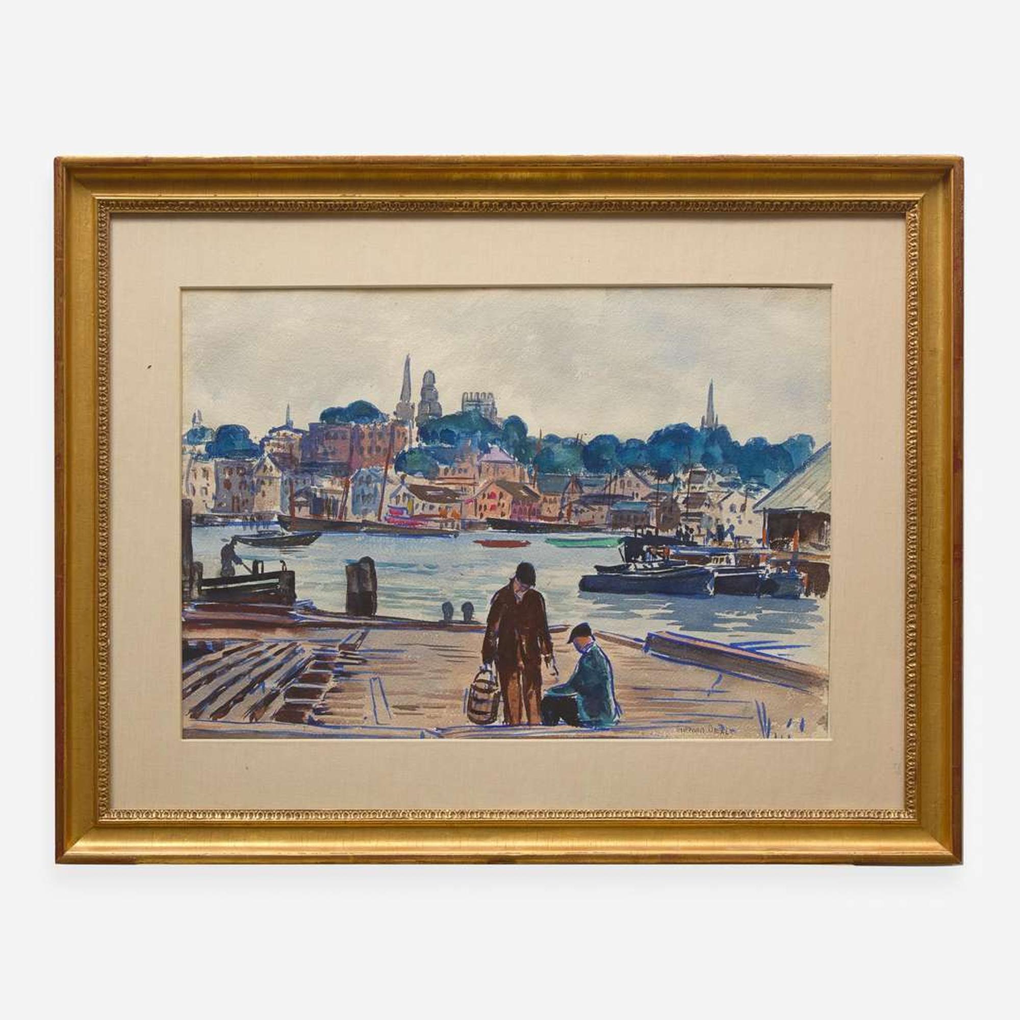Gifford Beal (American, 1879-1956) Fishermen on the Dock