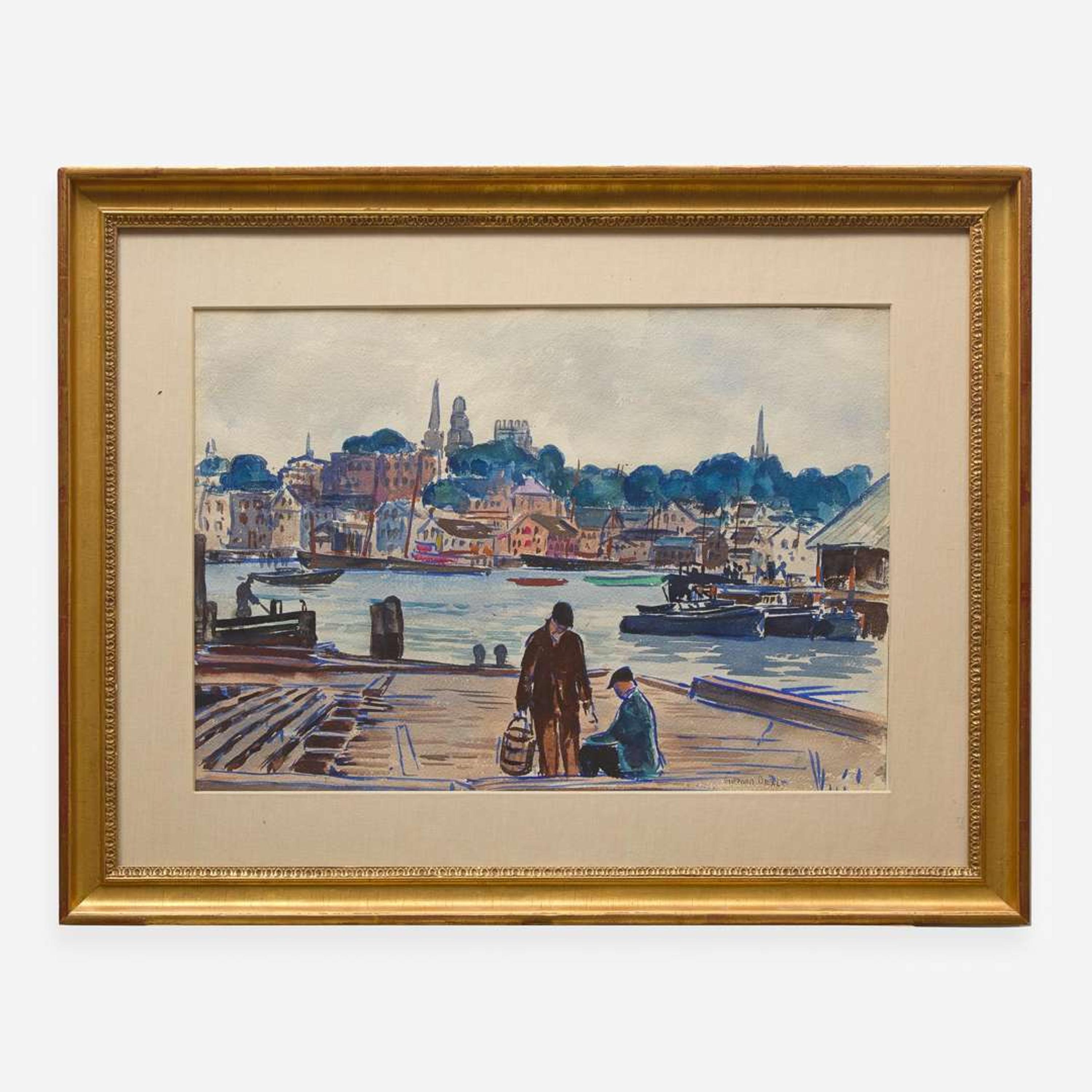 Gifford Beal (American, 1879-1956) Fishermen on the Dock