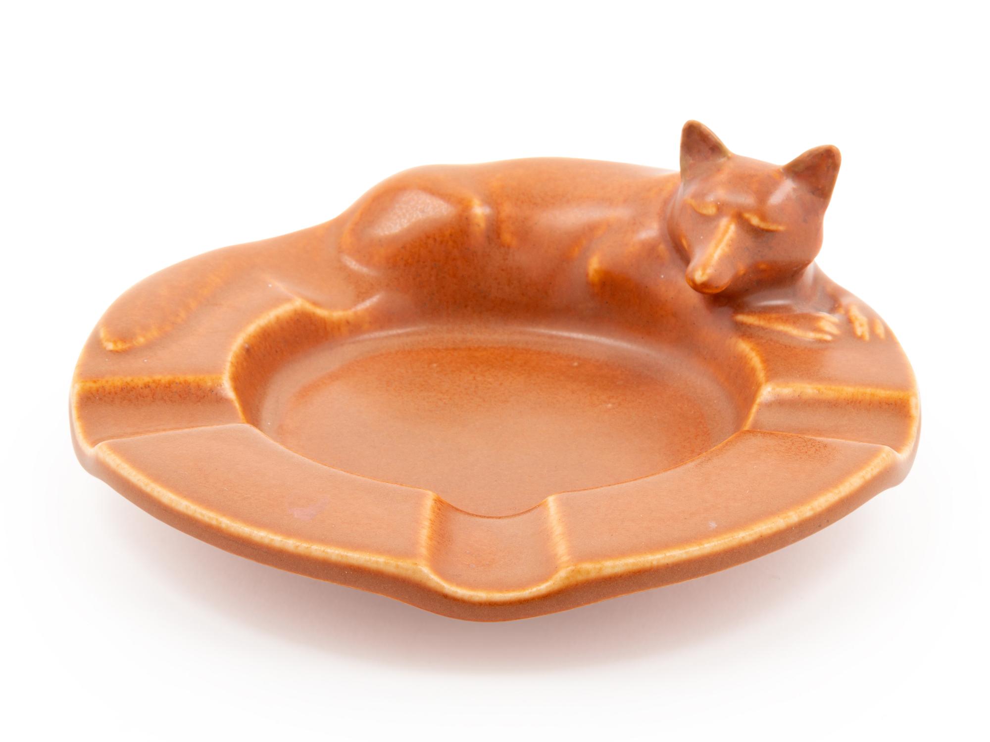 A Rookwood Fox Ceramic Ashtray