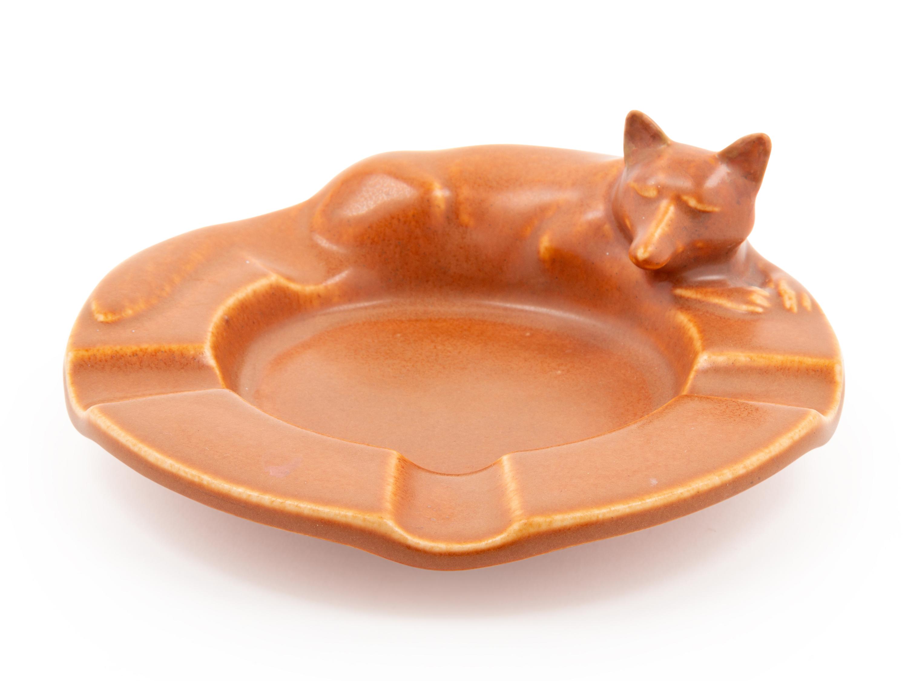 A Rookwood Fox Ceramic Ashtray