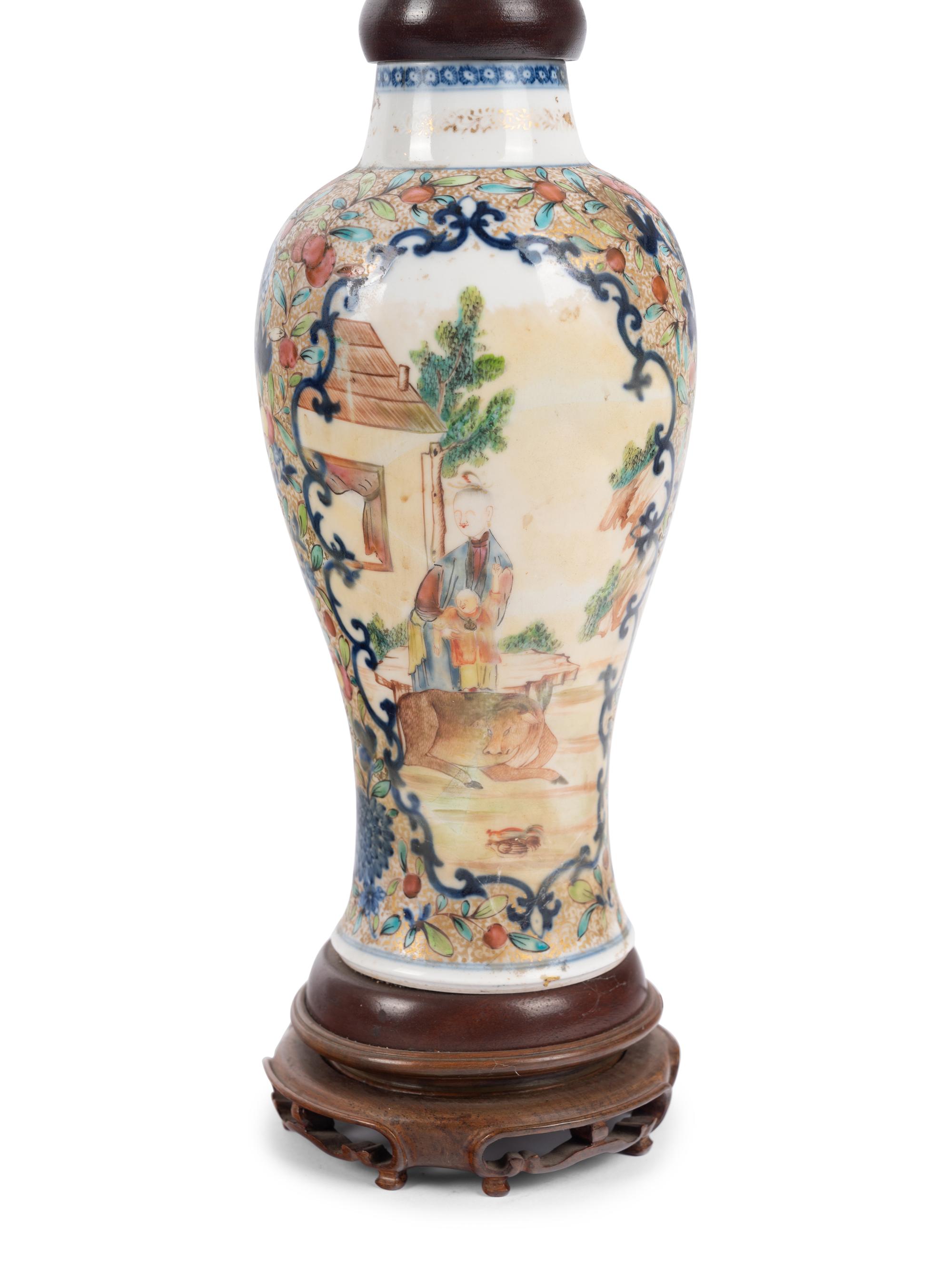 Two Chinese Export Porcelain Vases and a Porcelain Dish