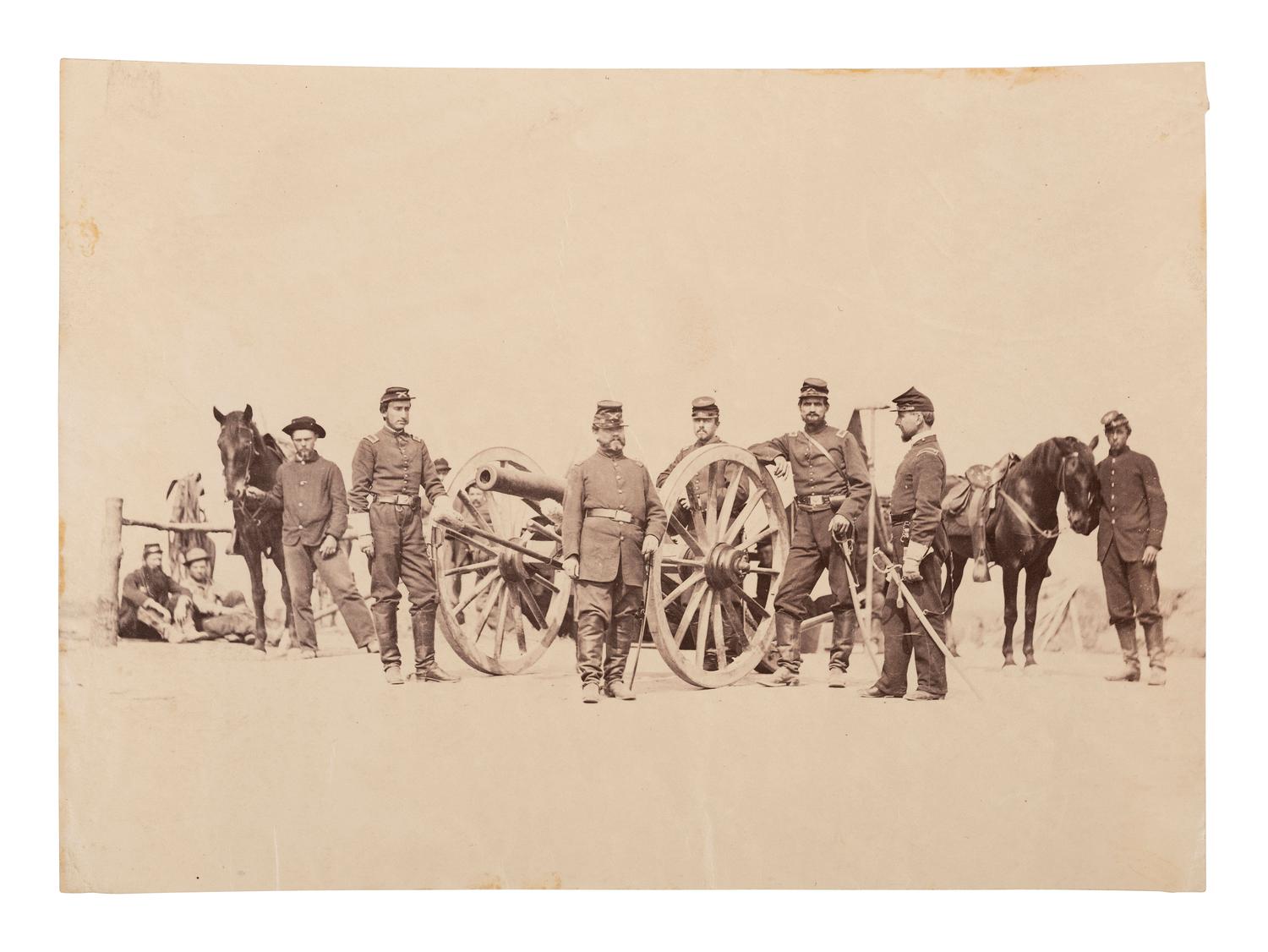 [CIVIL WAR]. [BRADY, Mathew (1822-1896), photographer, attrib.]. Battery A Keystone Artillery, 1st Pennsylvania Light Artillery Regiment . [Washington, DC: Brady & Co., 1864].