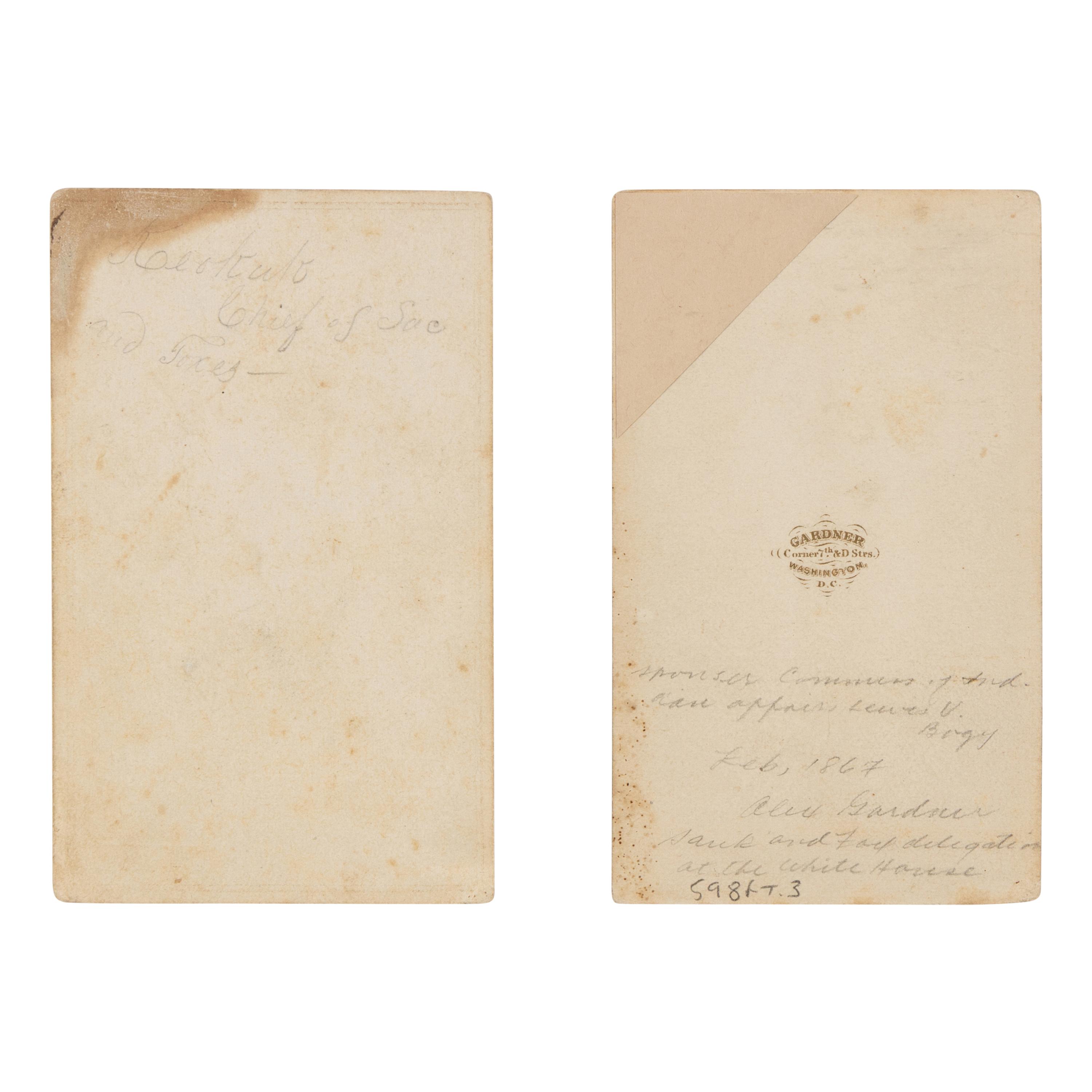 Two CDVs of Sac and Fox Leaders, Including Portrait by Alexander Gardner
