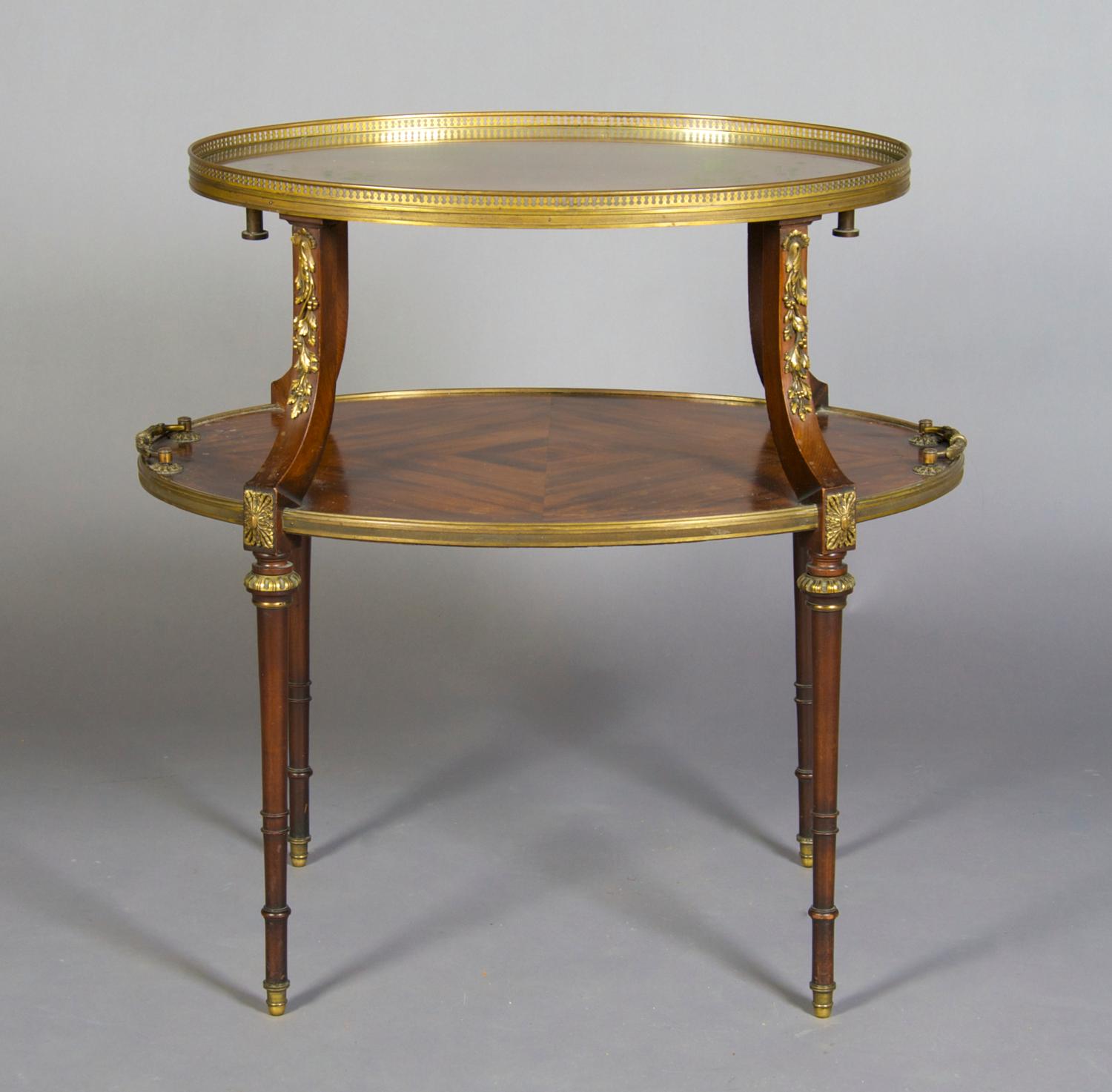 An American Gilt Metal Mounted Etagere, Height 28 3/4 x width 30 1/2 x depth 20 3/4 inches.