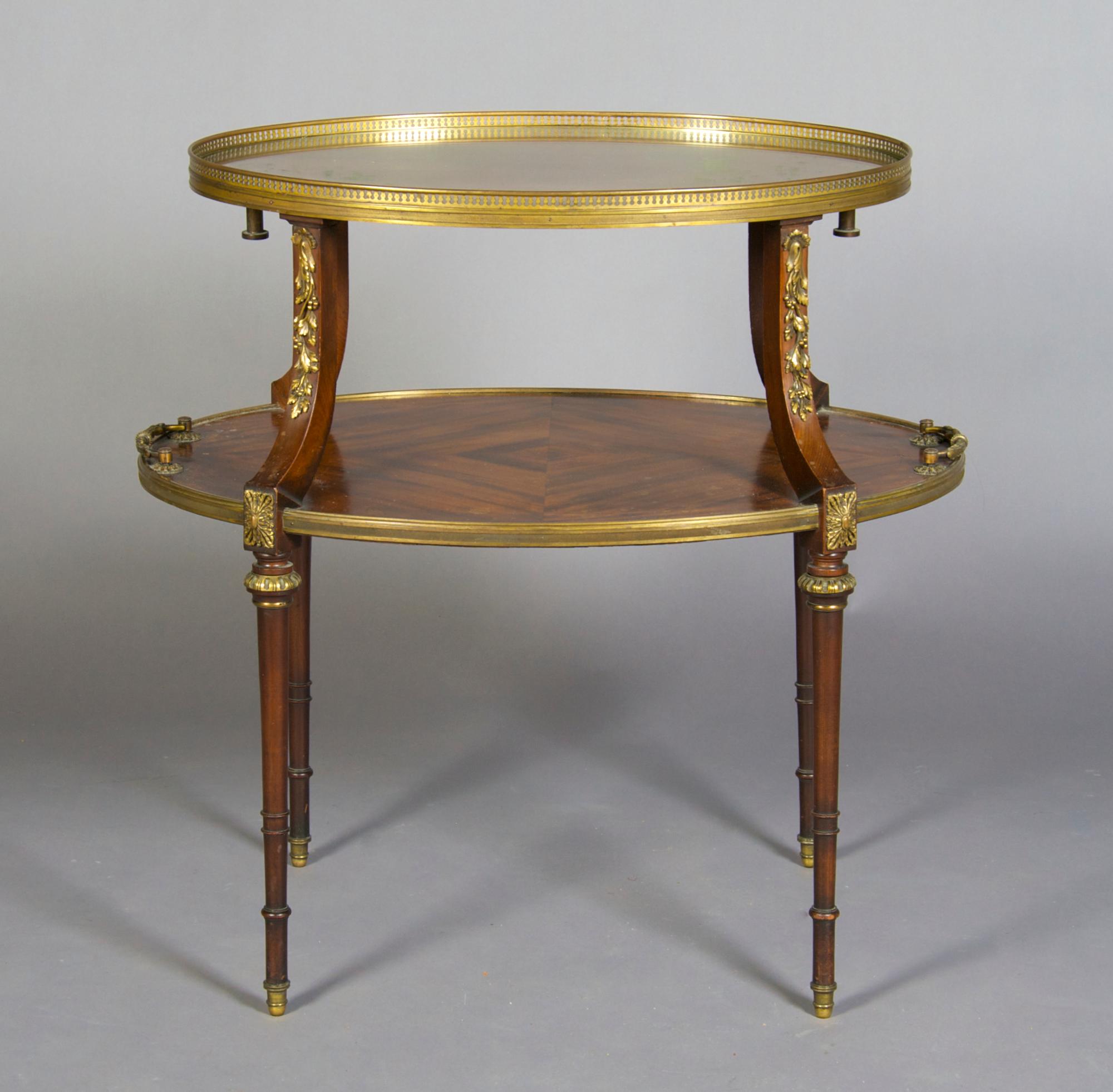 An American Gilt Metal Mounted Etagere, Height 28 3/4 x width 30 1/2 x depth 20 3/4 inches.