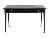 An Italian Brass Inlaid Ebonized Writing Table