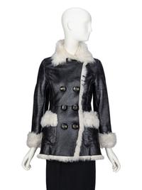 PRADA, BLACK SHEARLING COAT