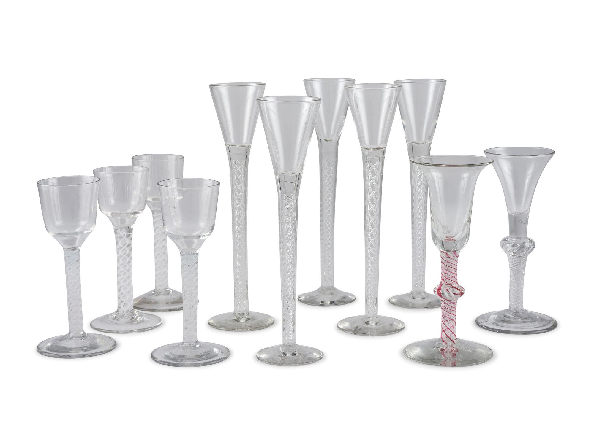 Eleven Pieces of Georgian Air Twist Stemware