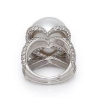 Mauboussin, Cultured Pearl, Diamond, and Platinum Ring