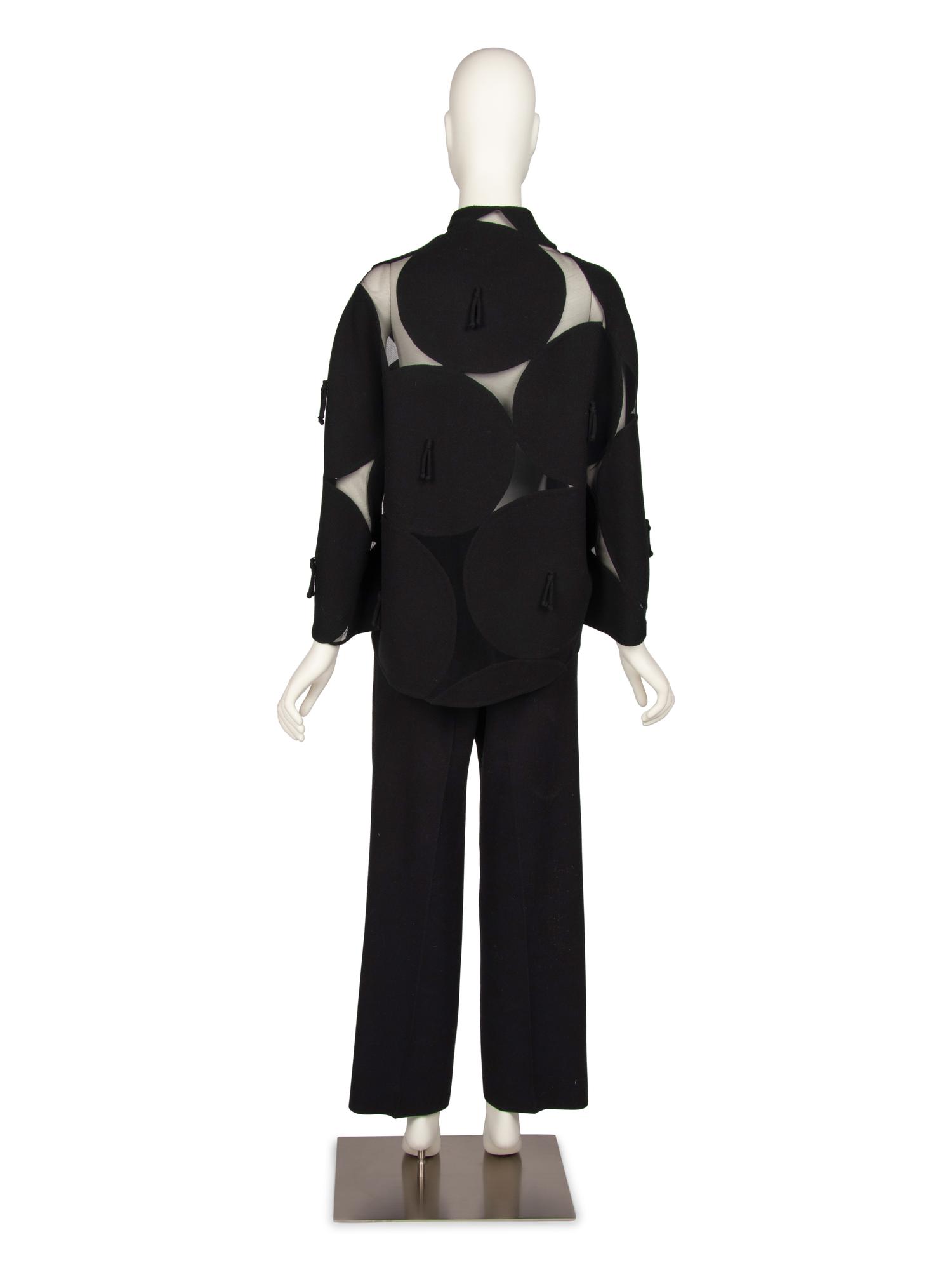 Chado Ralph Rucci Wool Crepe and Net Circle Jacket with Pants, 2000s