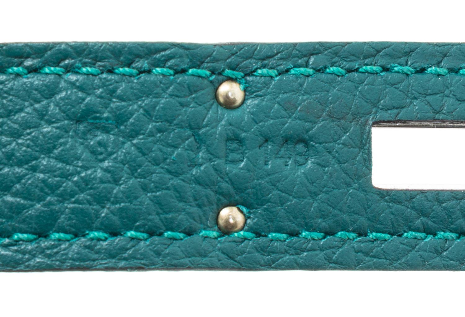An Hermes Malachite Togo 30cm Birkin Handbag, 12" x 8.5" x 6".