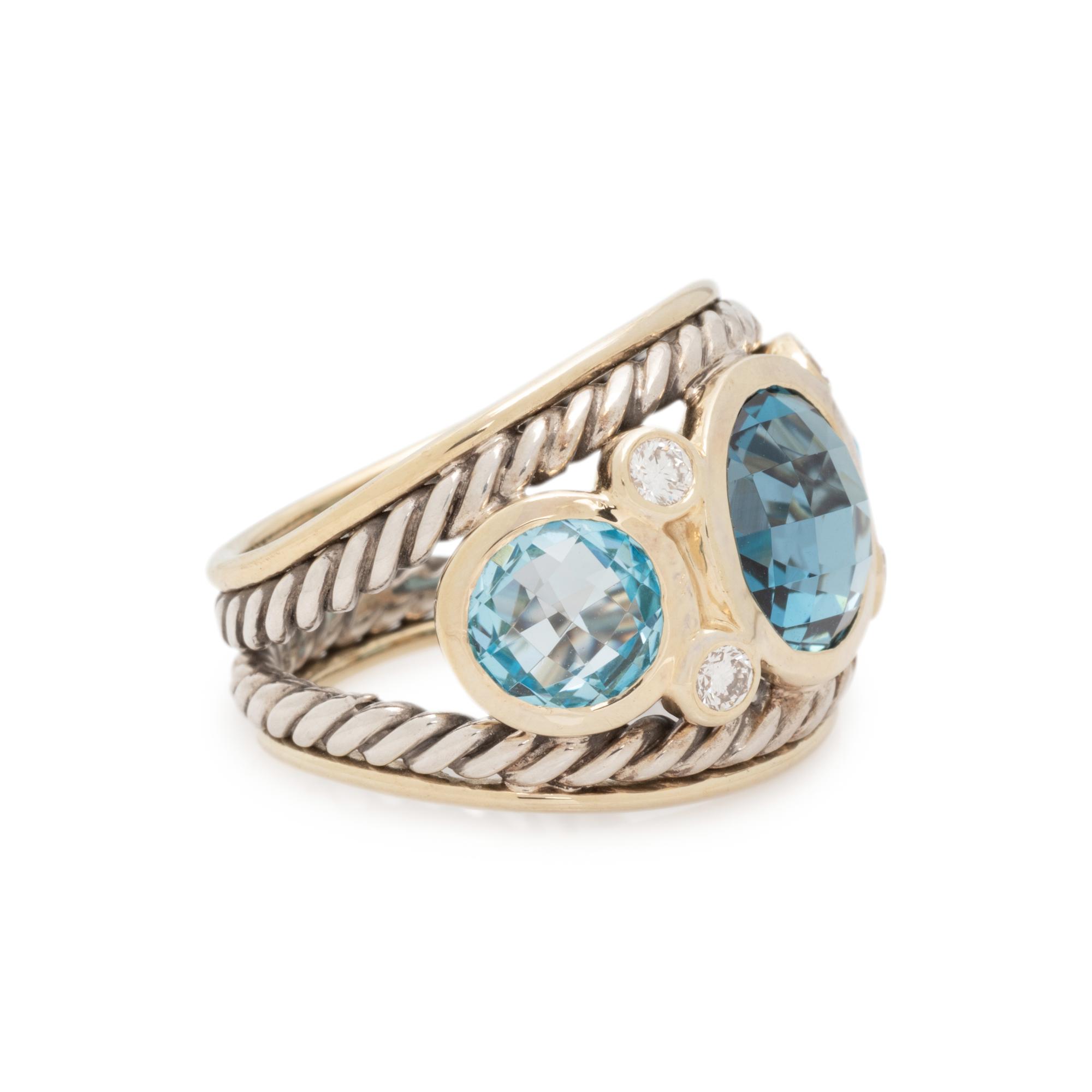 DAVID YURMAN, BLUE TOPAZ AND DIAMOND 'RENAISSANCE' RING