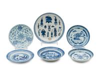 Six Chinese Blue and White Porcelain Plates