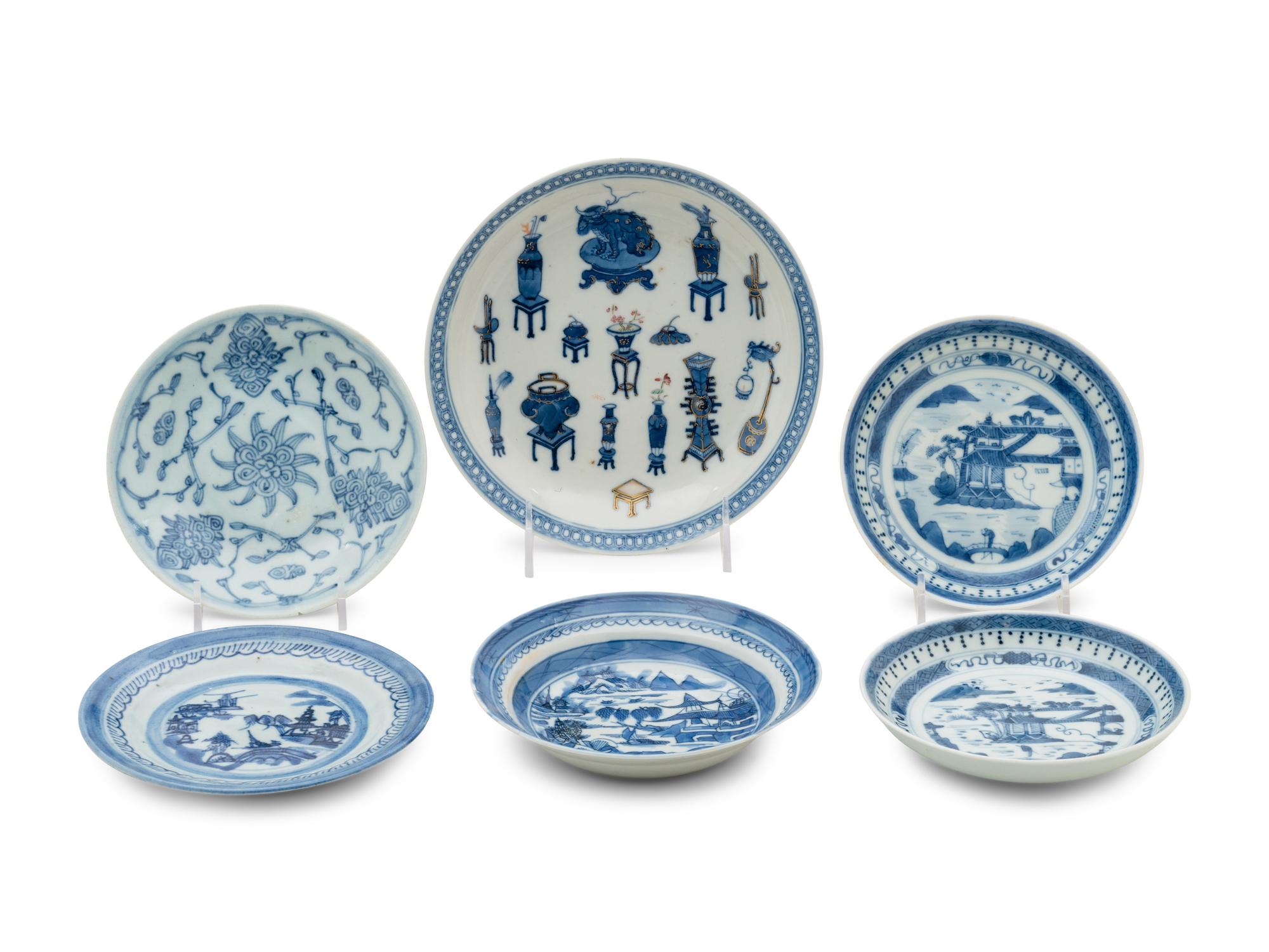 Six Chinese Blue and White Porcelain Plates