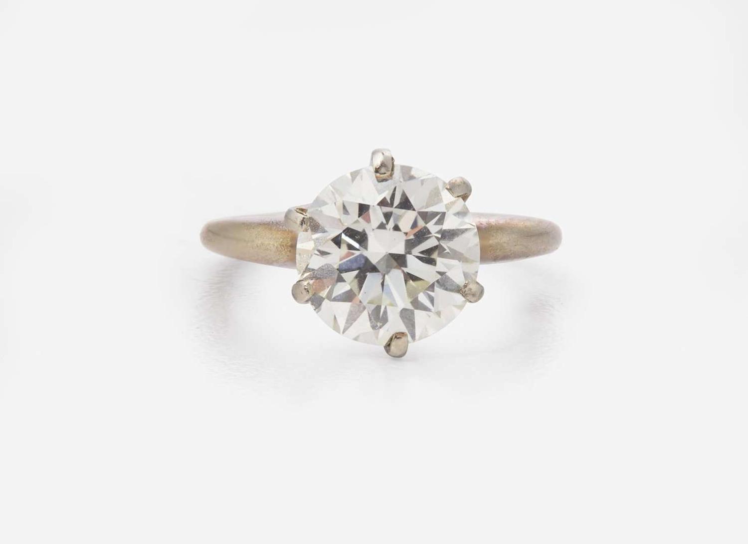 A 14K White Gold and Diamond Engagement Ring, 2.83 Carat Round Brilliant-Cut Diamond, GIA Certified