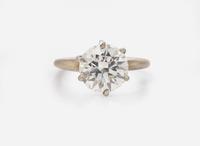 A 14K White Gold and Diamond Engagement Ring, 2.83 Carat Round Brilliant-Cut Diamond, GIA Certified