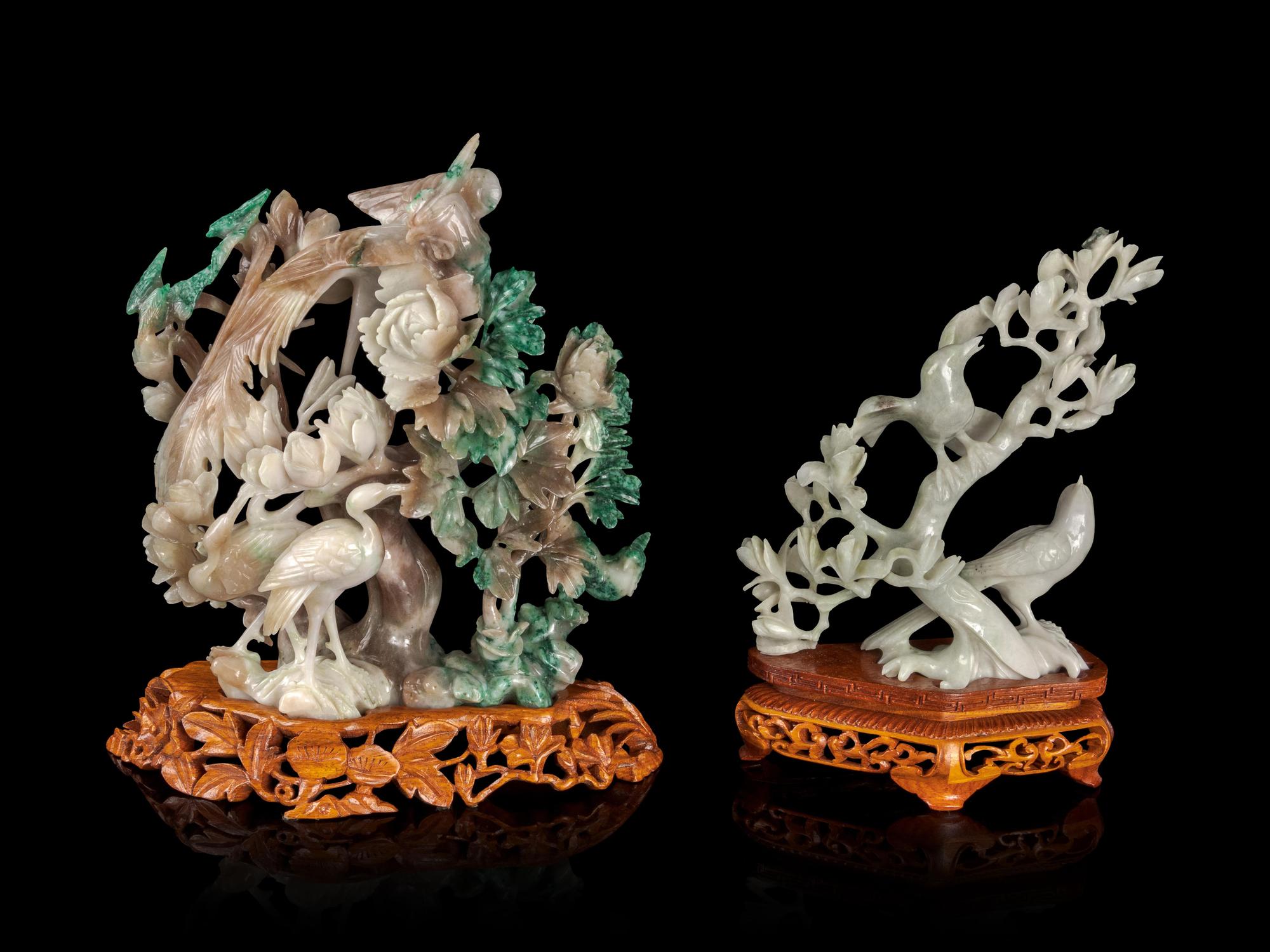 Two Chinese Hardstone Carvings of Birds