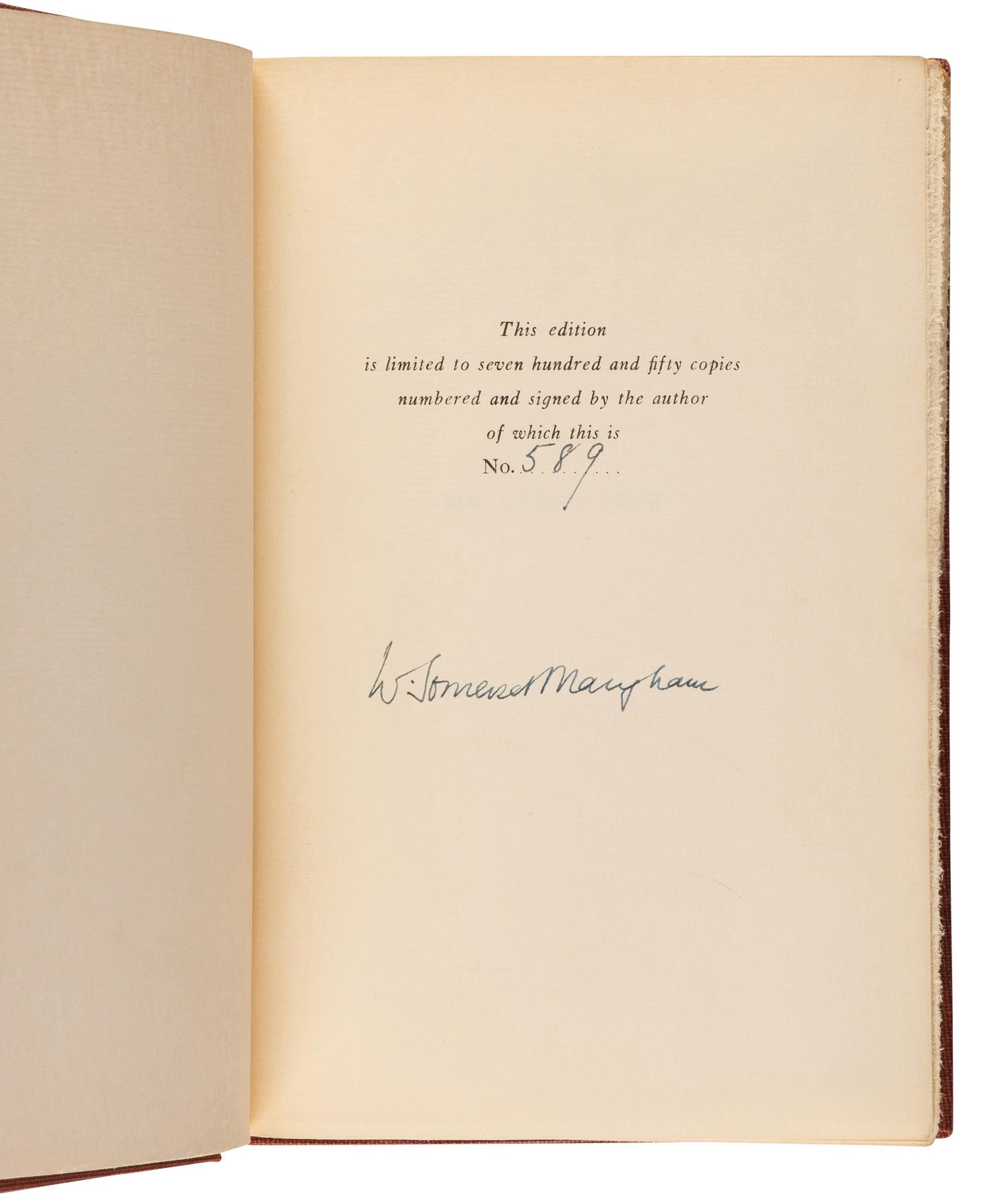 MAUGHAM, William Somerset (1874-1965). The Razor's Edge . Garden City, New York: Doubleday, Doran & Co., Inc., 1944.